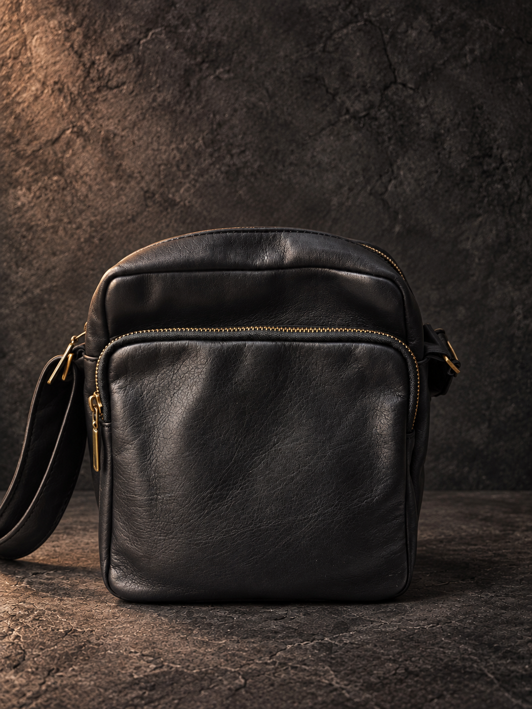 The Black Heritage Leather Bag – Hand-Dyed Compact Crossbody