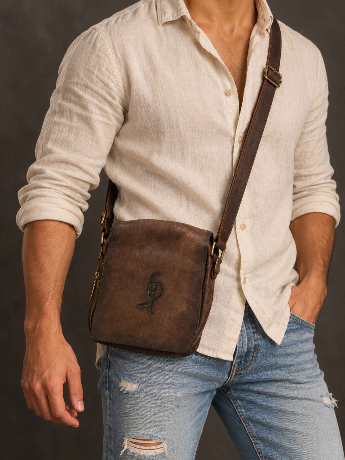The Dark Brown Heritage Leather Bag – Compact Crossbody