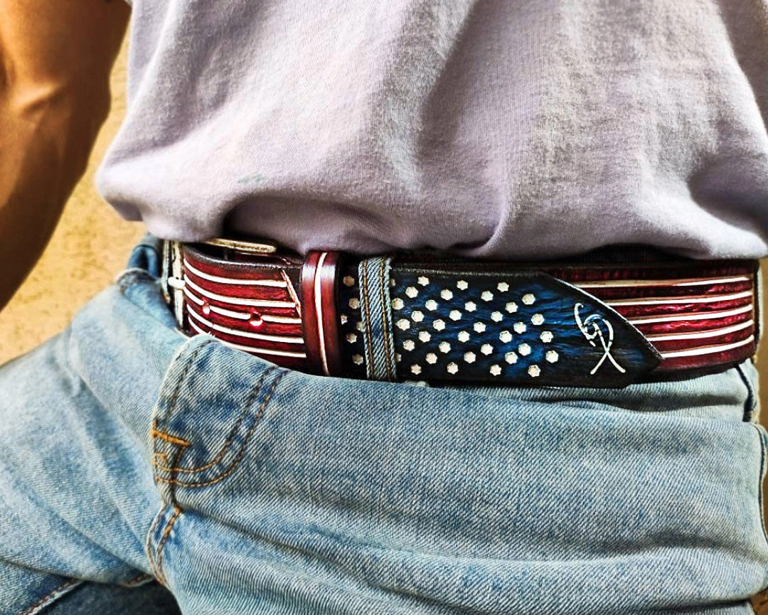 American Flag Leather Belt