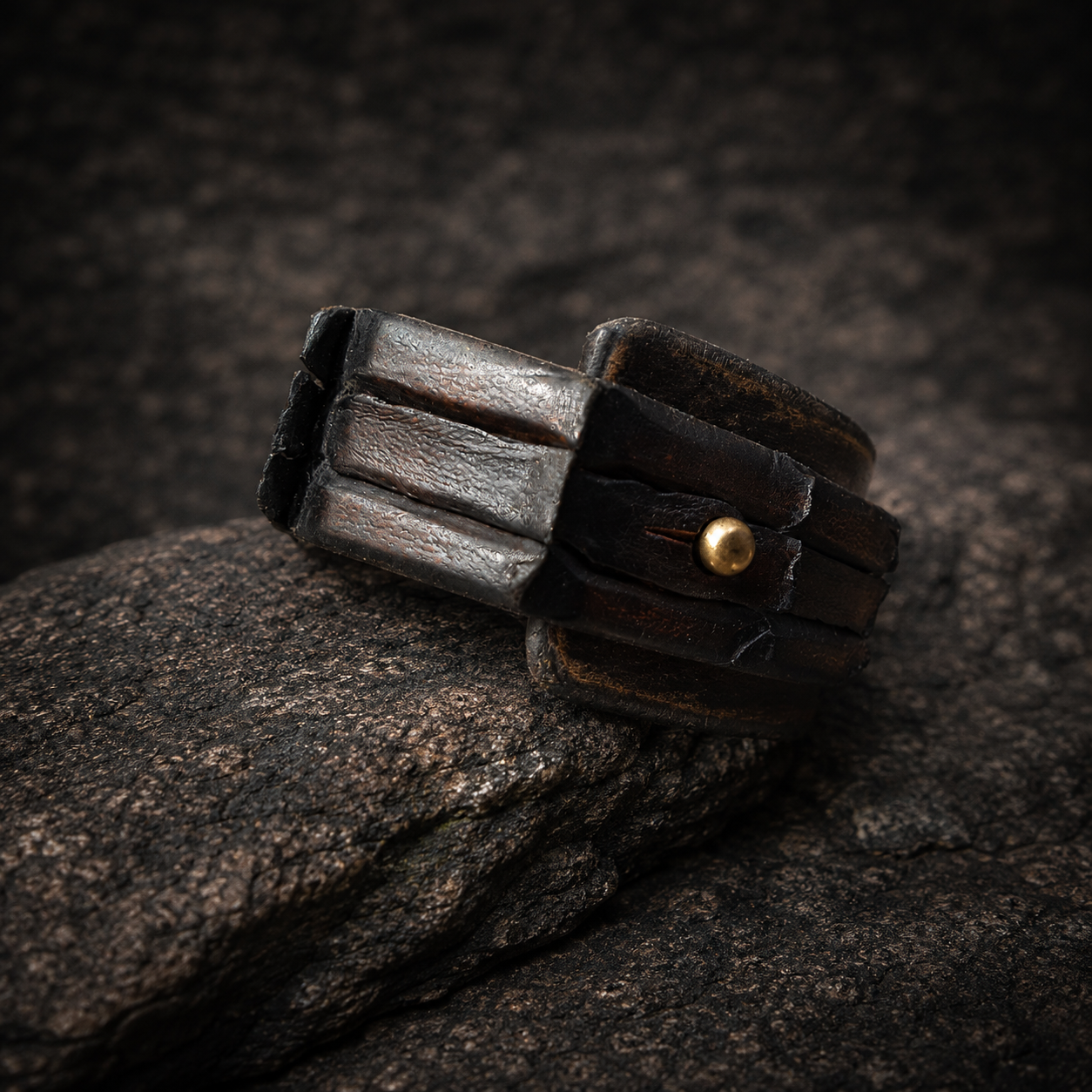 Ishaor Brown Croc Leather Cuff for Men - Stylish Boyfriend Gift