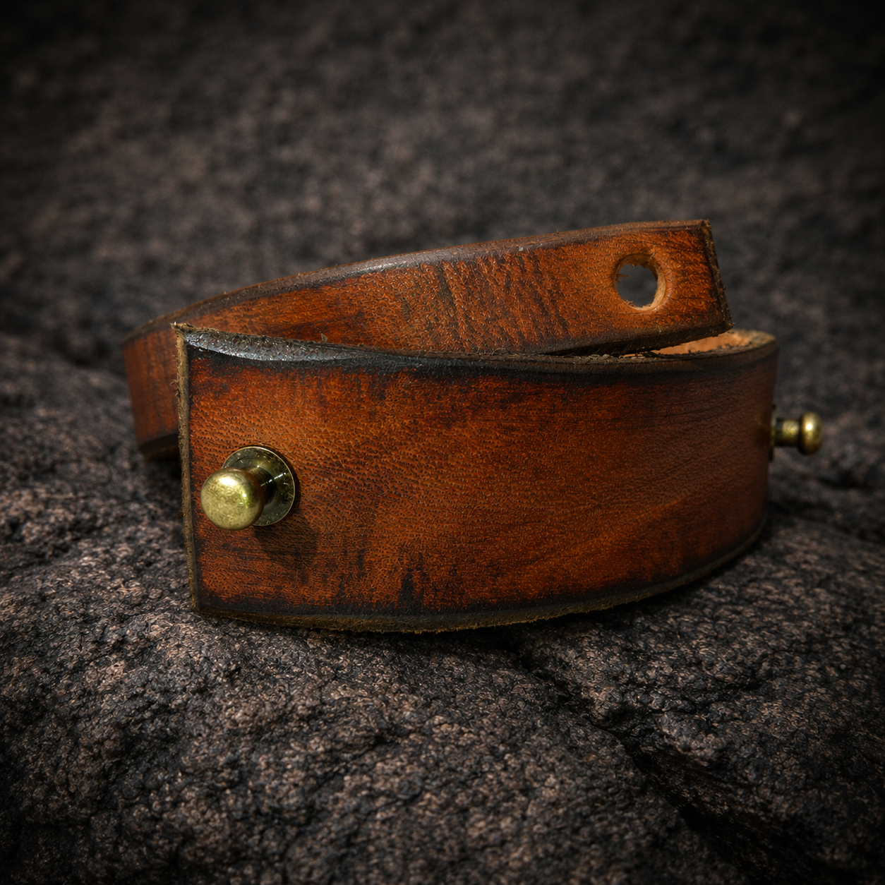 Handcrafted Men's Brown Genuine Leather Cuff Bracelet