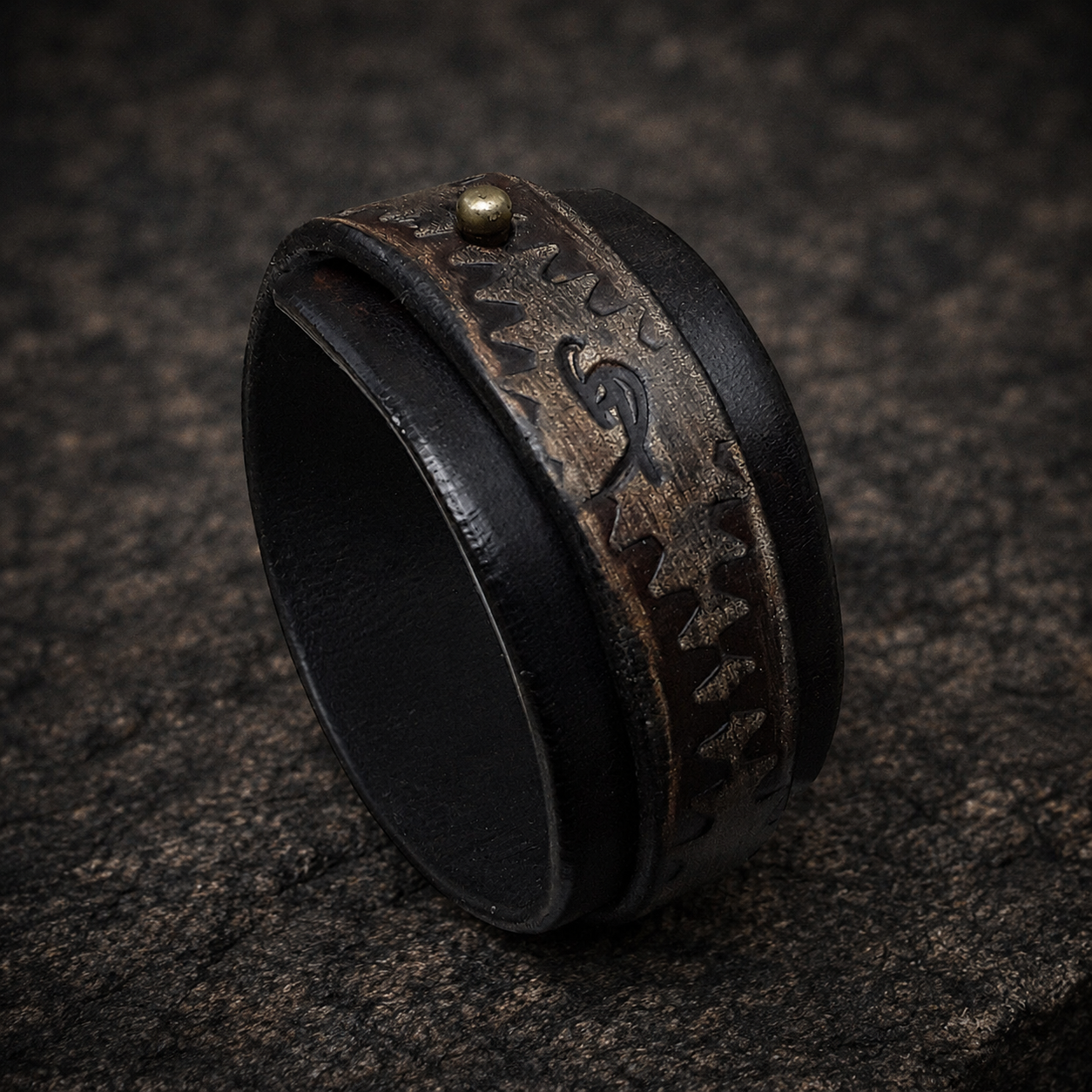 Brown Leather Steampunk Cuff Bracelet for Men - Mens Wrap Bracelet - Handcrafted Gift
