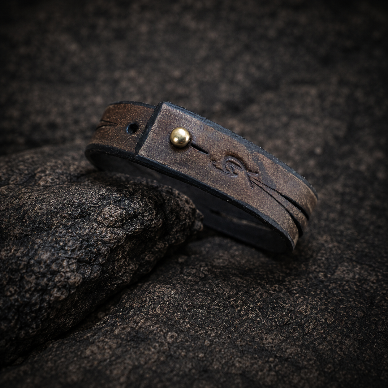 Genuine Leather Cuff Bracelet for Men - Brown Wrap Style