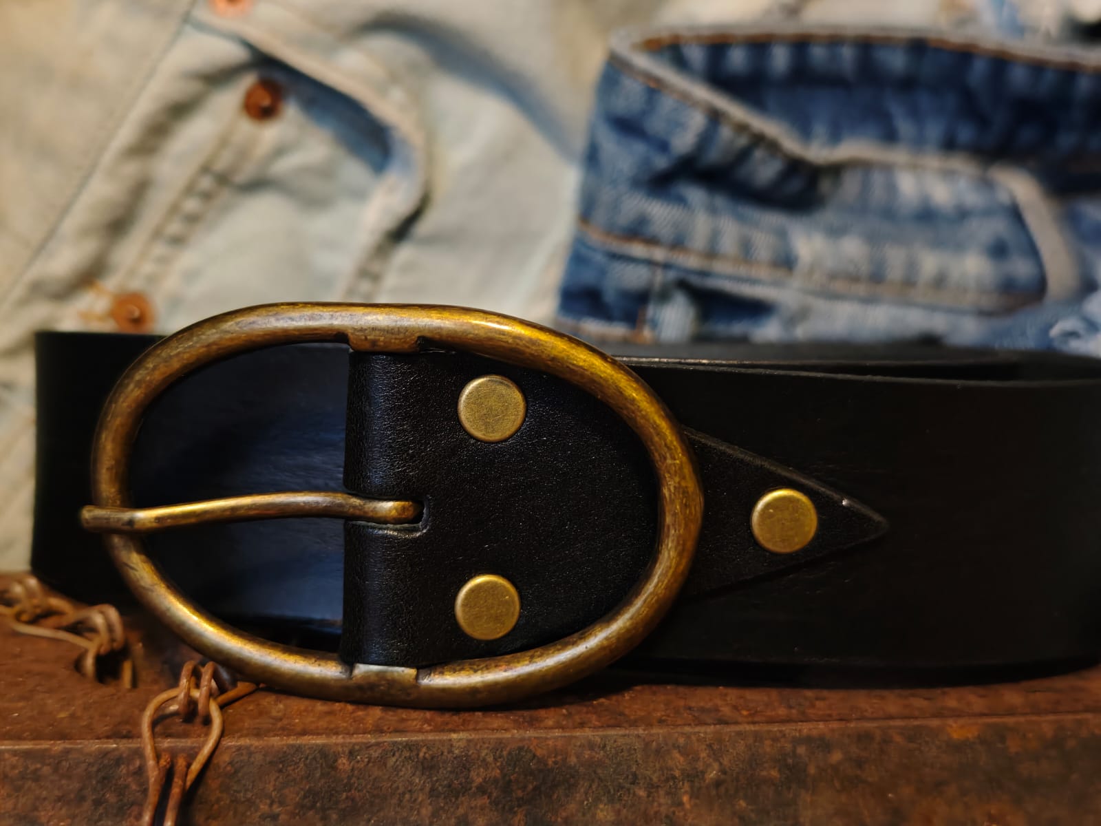 Handcrafted Black Leather Belt for Women with Vintage Oval Brass Buckle – Full Grain Premium Belt