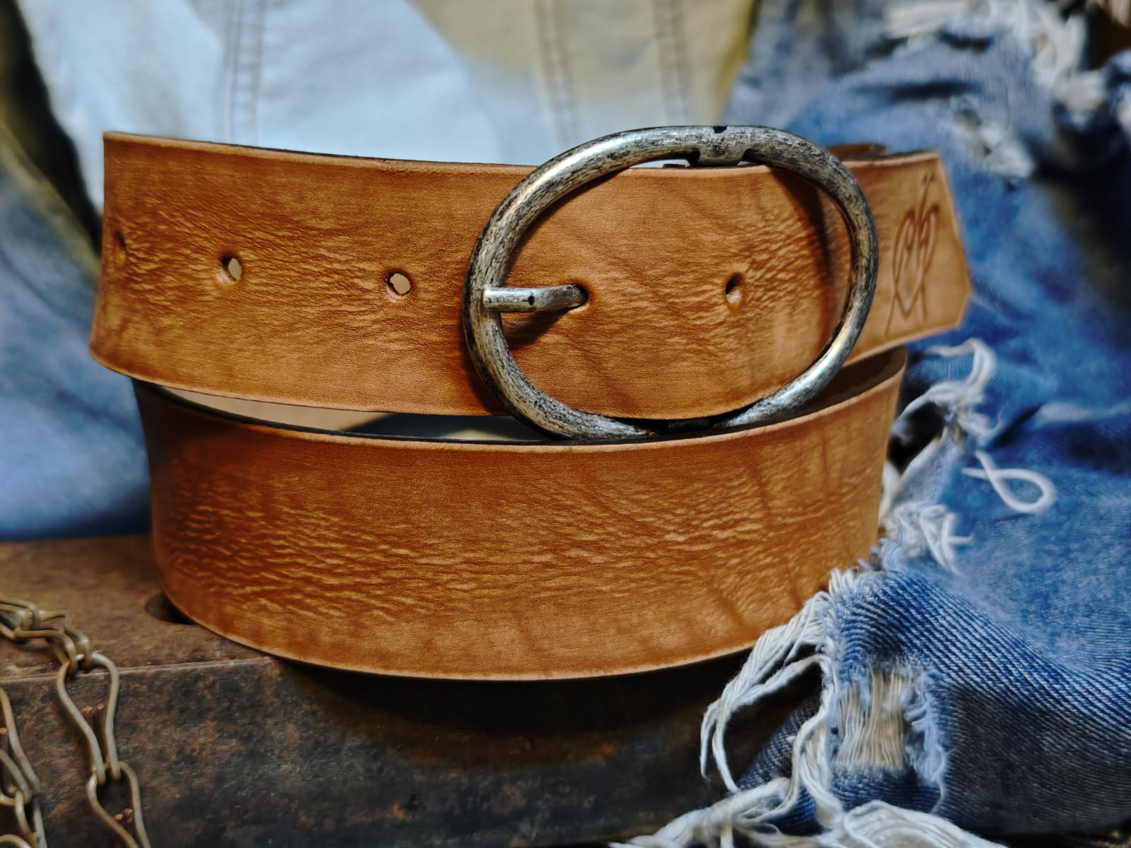 Handcrafted Tan Leather Belt for Women with Vintage Oval Buckle – Full Grain Premium Belt
