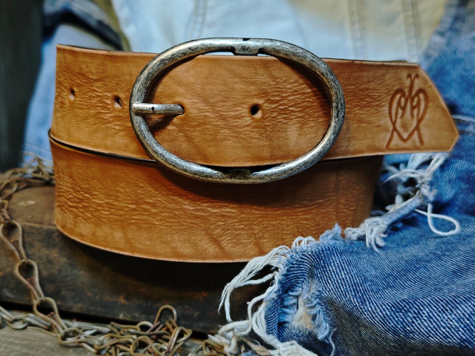 Handcrafted Tan Leather Belt for Women with Vintage Oval Buckle – Full Grain Premium Belt