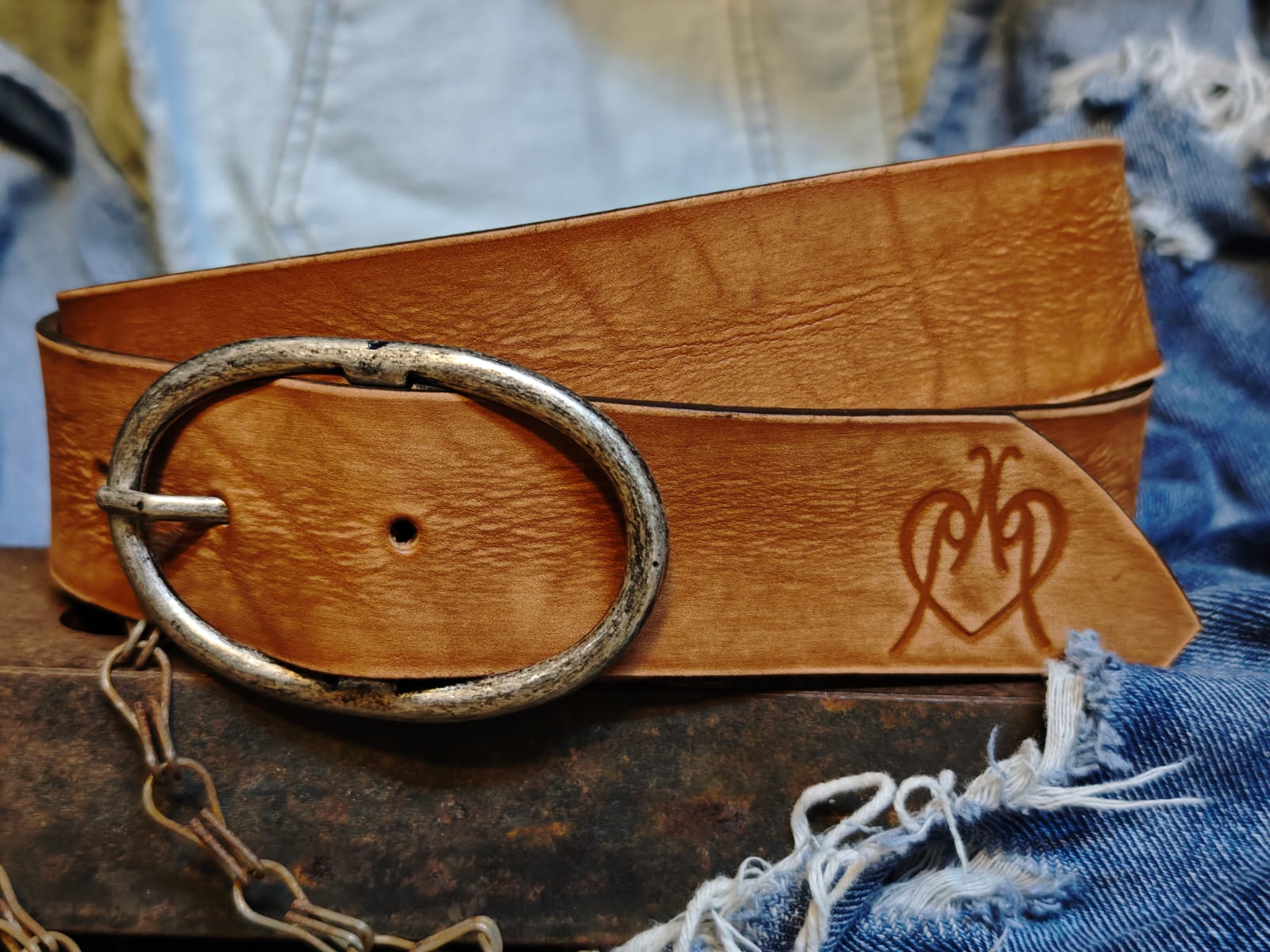 Handcrafted Tan Leather Belt for Women with Vintage Oval Buckle – Full Grain Premium Belt