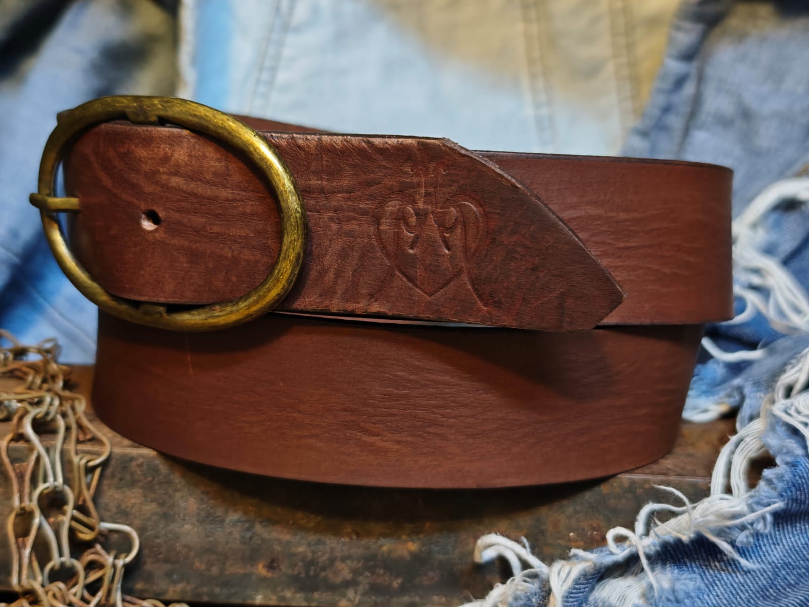 Handcrafted Dark Brown Leather Belt for Women with Vintage Oval Brass Buckle – Full Grain Premium Belt
