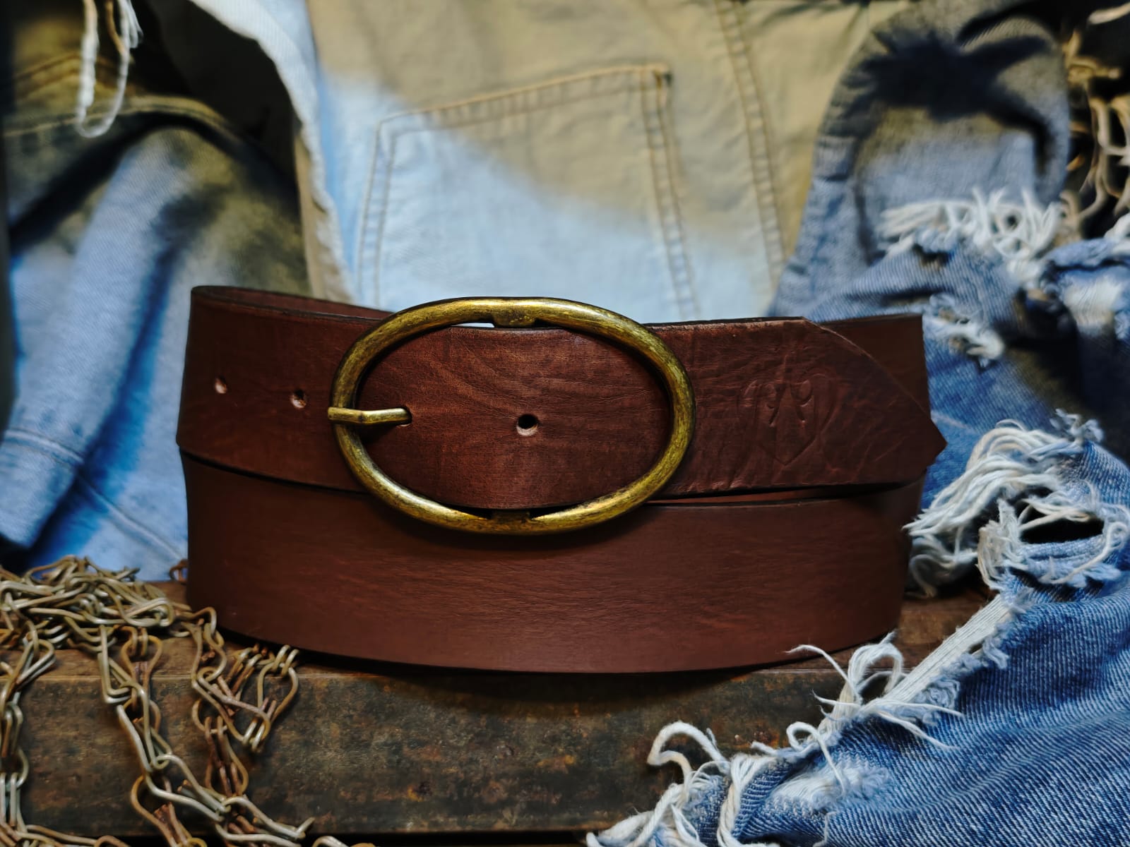 Handcrafted Dark Brown Leather Belt for Women with Vintage Oval Brass Buckle – Full Grain Premium Belt