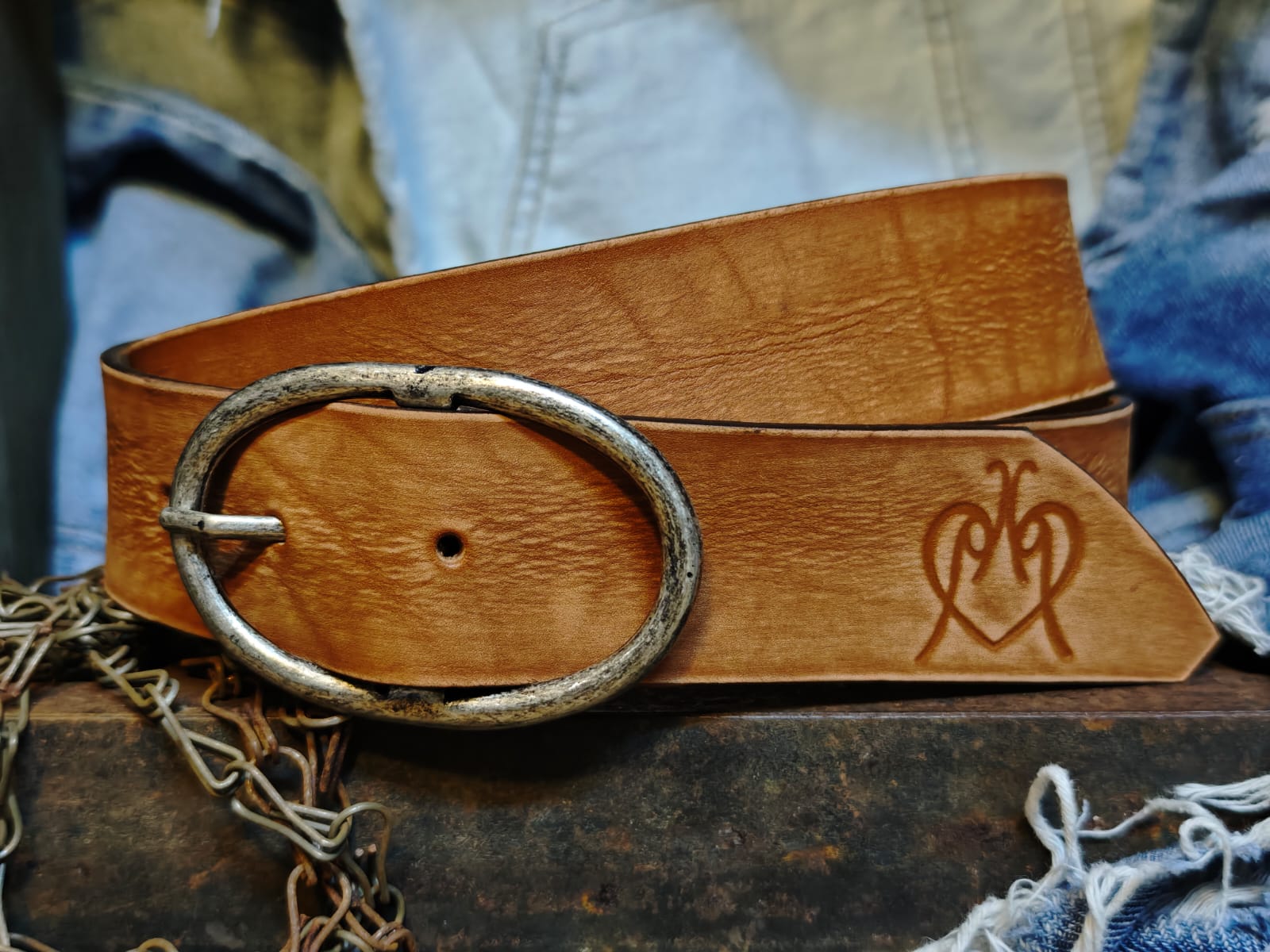 Handcrafted Tan Leather Belt for Women with Vintage Oval Buckle – Full Grain Premium Belt