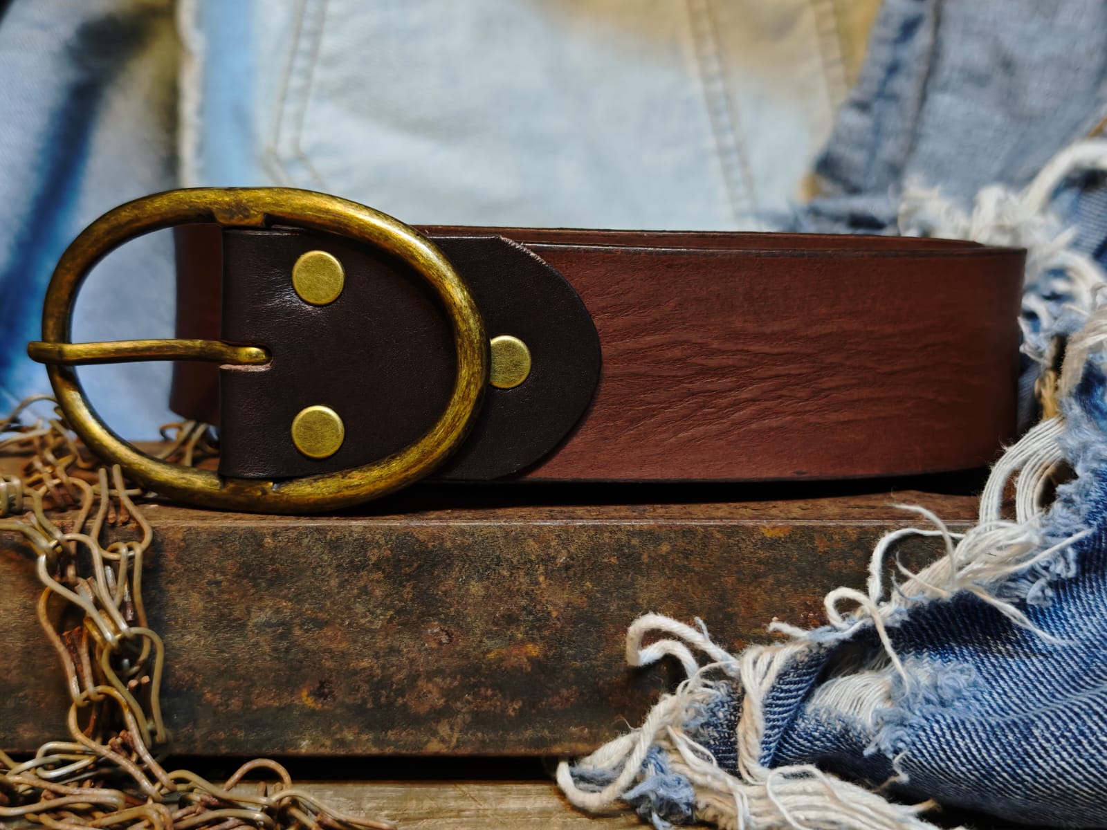 Handcrafted Dark Brown Leather Belt for Women with Vintage Oval Brass Buckle – Full Grain Premium Belt