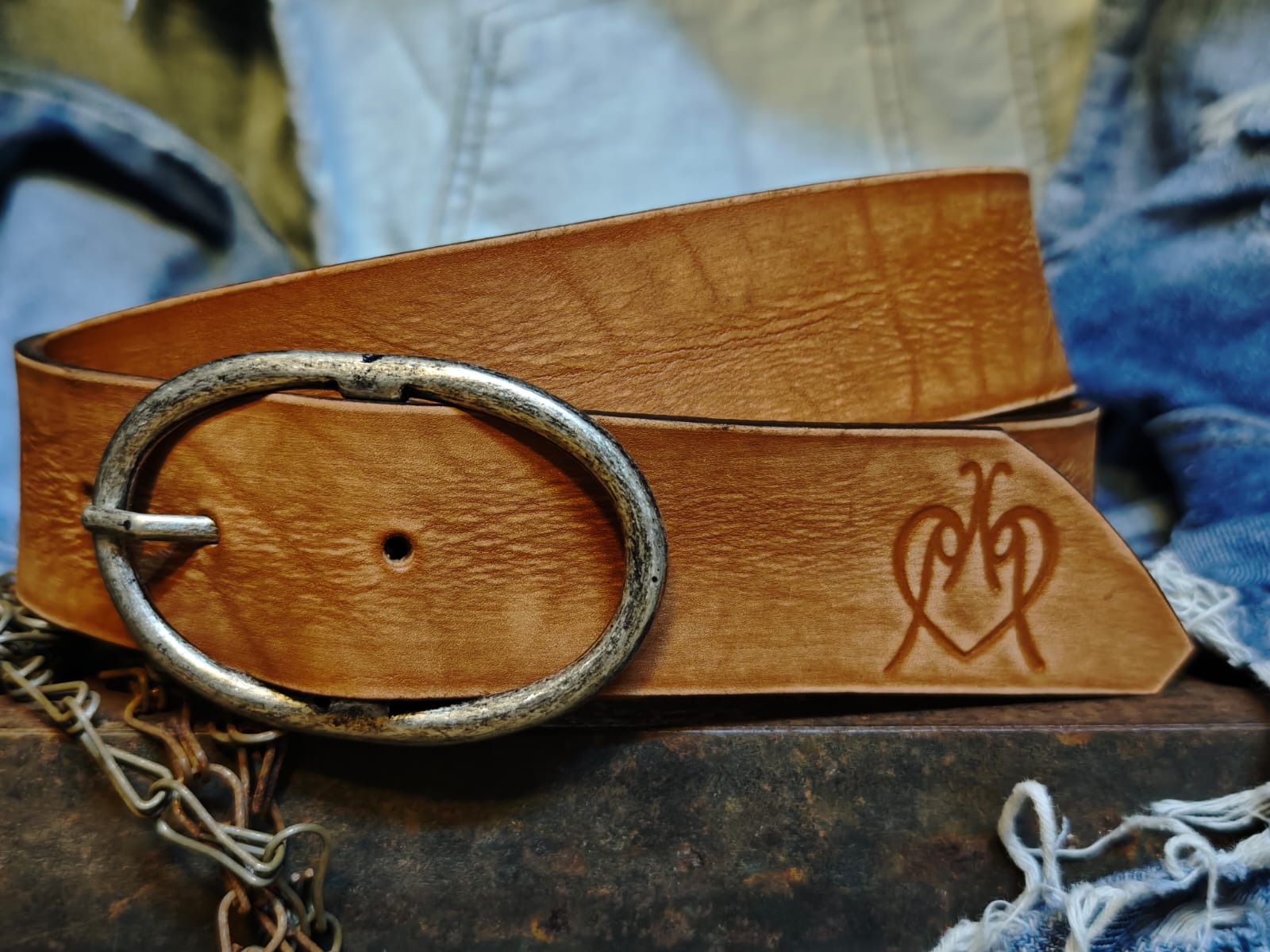 Handcrafted Tan Leather Belt for Women with Vintage Oval Buckle – Full Grain Premium Belt