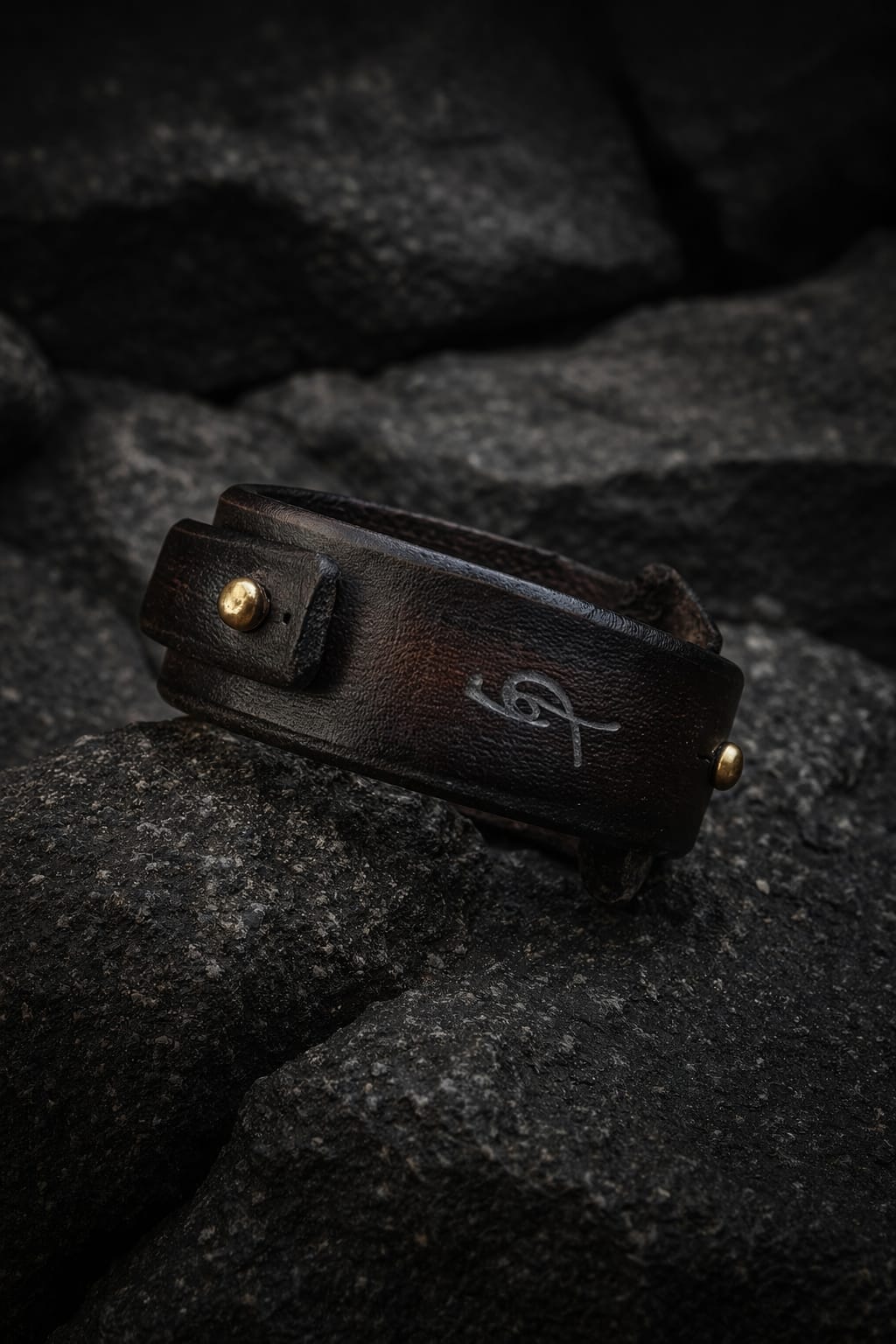 Mens Customizable Brown Wrap Cuff - Handmade with Genuine Leather