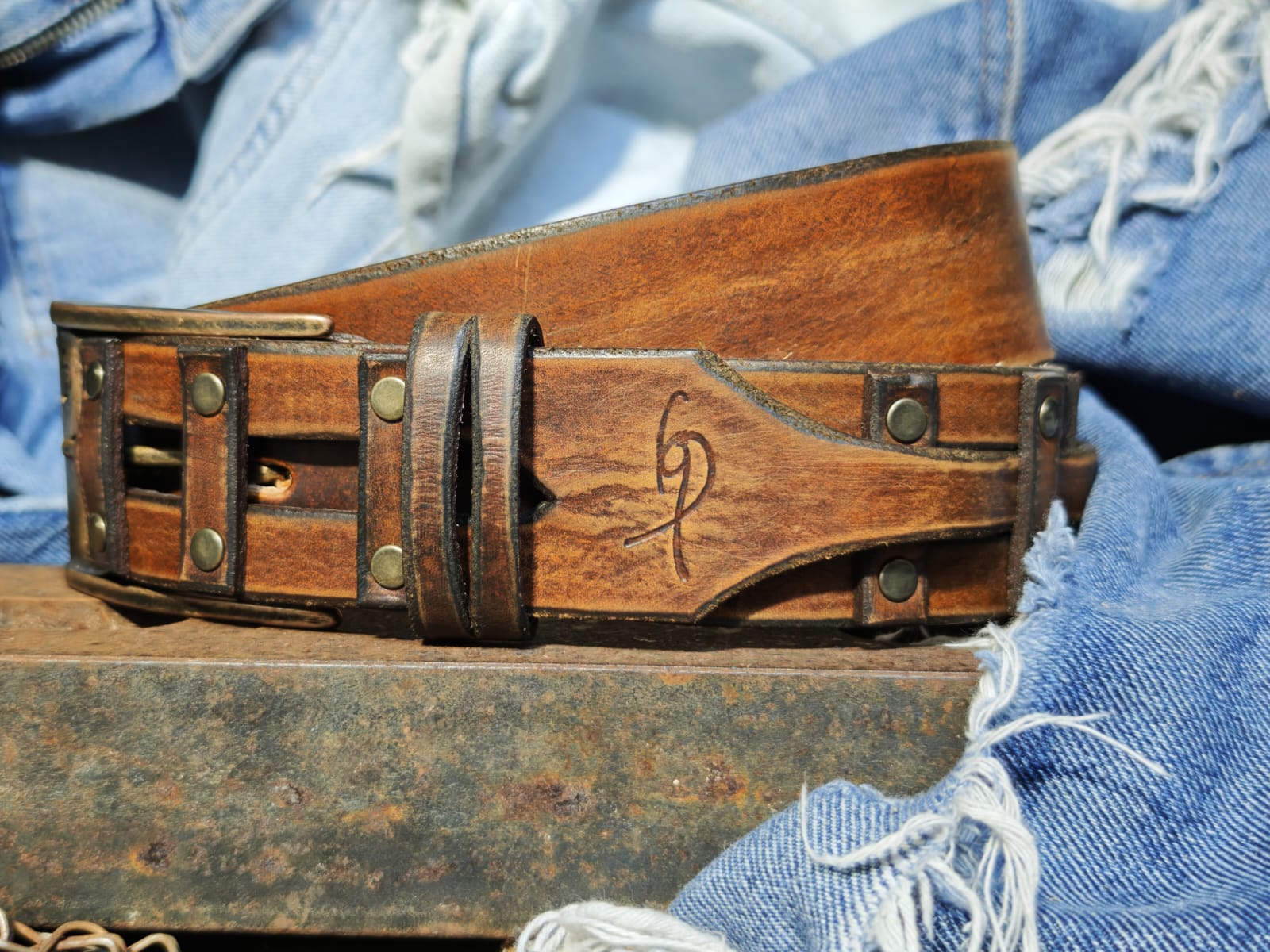 Handcrafted Leather Belt for Men by Ishaor - Designer Artisan Vintage Style Perfect Personalized Gift