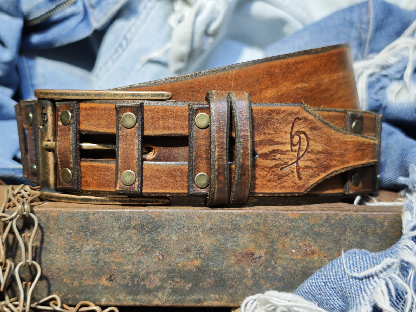 Handcrafted Leather Belt for Men by Ishaor - Designer Artisan Vintage Style Perfect Personalized Gift