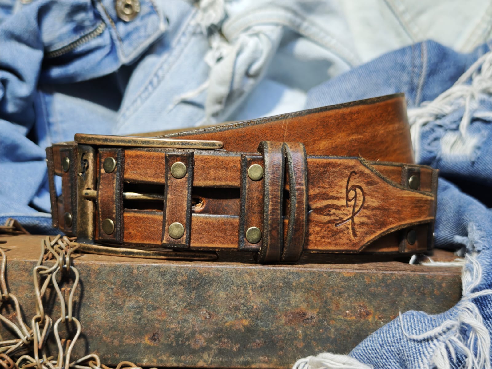 Handcrafted Leather Belt for Men by Ishaor - Designer Artisan Vintage Style Perfect Personalized Gift