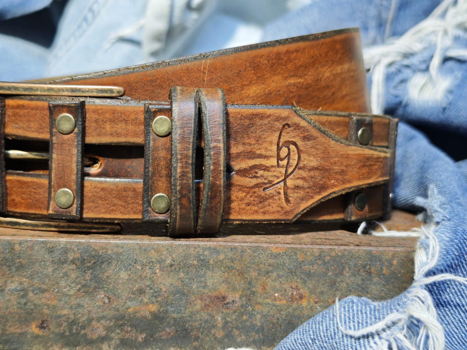 Handcrafted Leather Belt for Men by Ishaor - Designer Artisan Vintage Style Perfect Personalized Gift