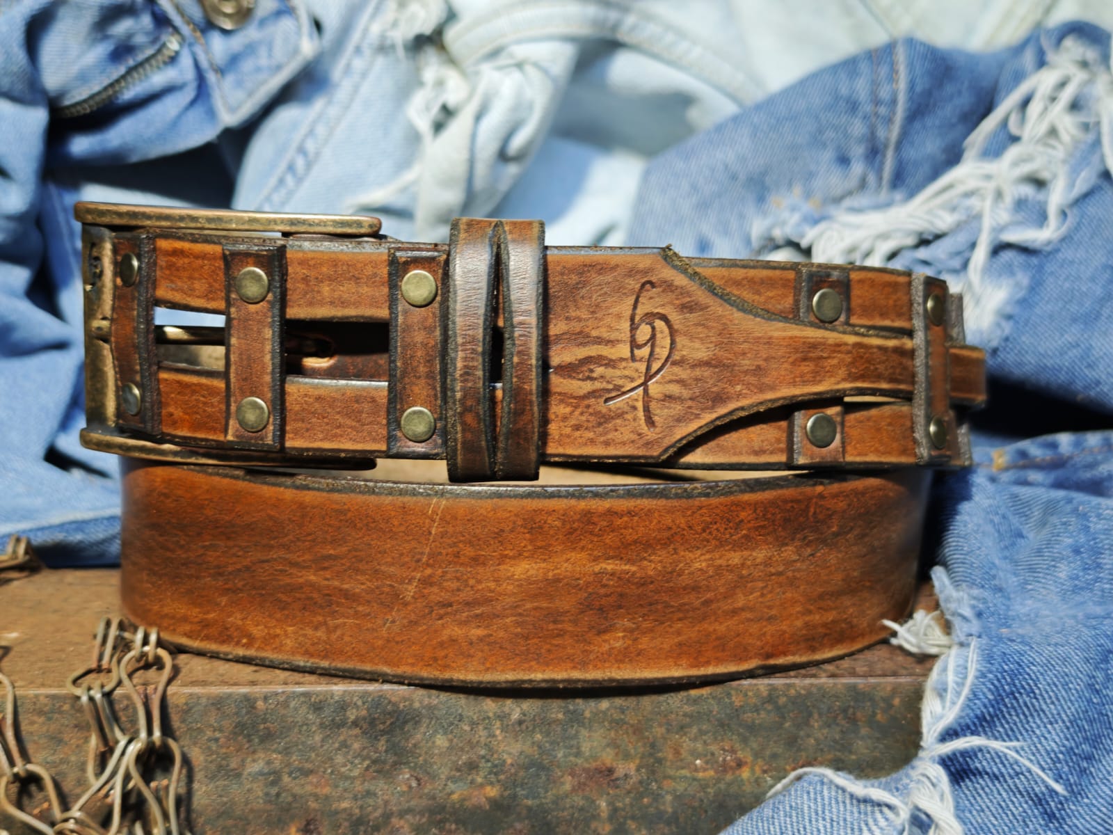 Handcrafted Leather Belt for Men by Ishaor - Designer Artisan Vintage Style Perfect Personalized Gift