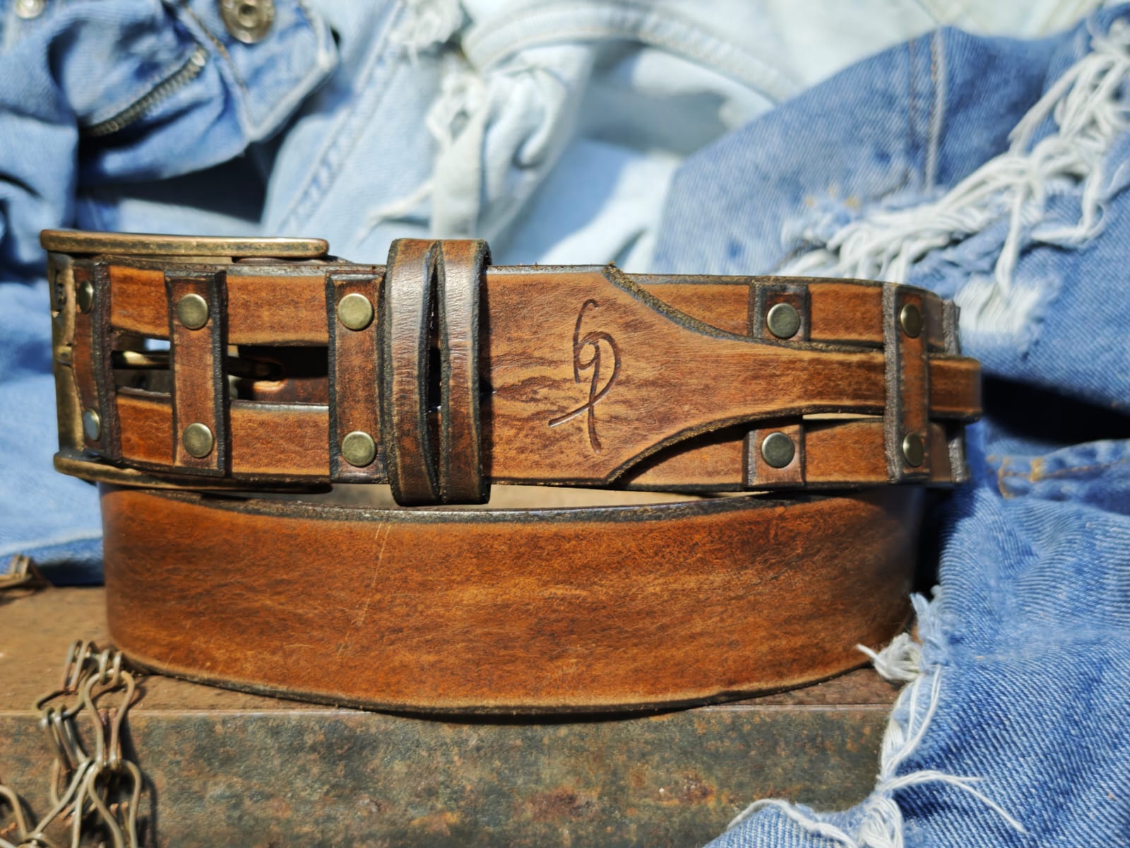Handcrafted Leather Belt for Men by Ishaor - Designer Artisan Vintage Style Perfect Personalized Gift