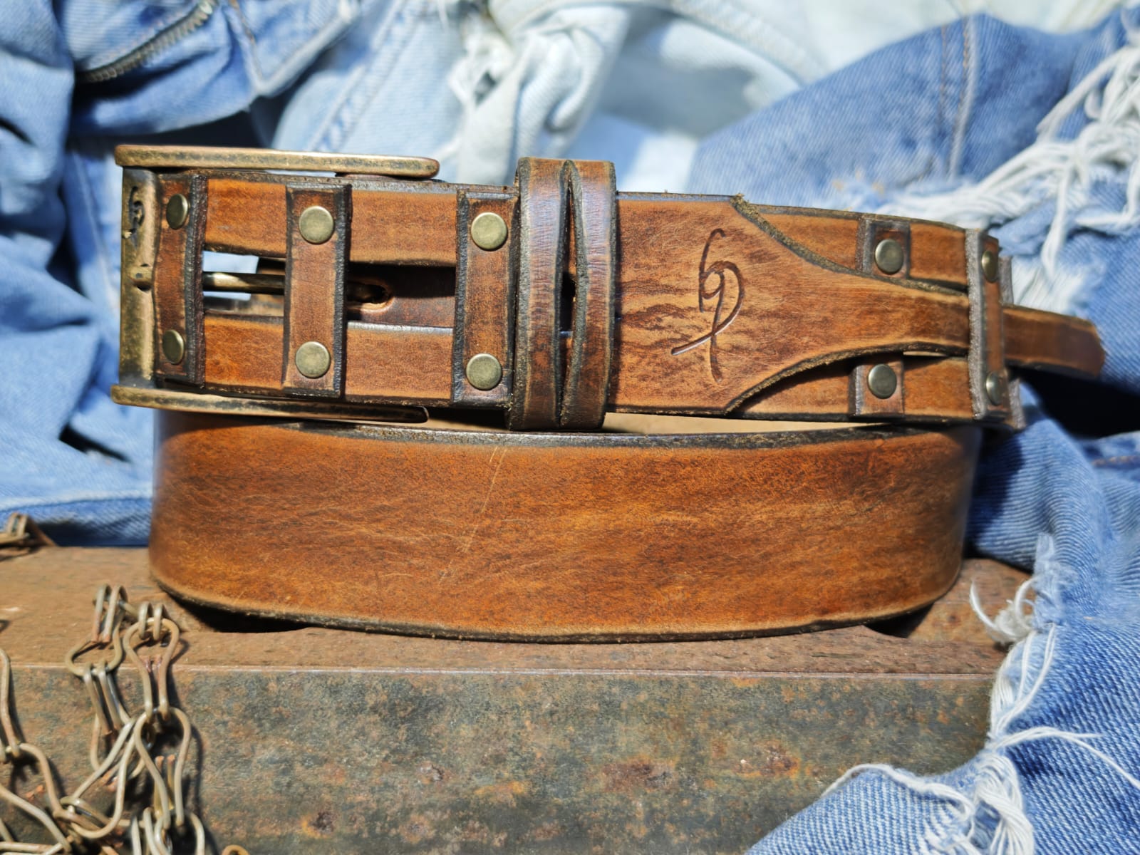 Handcrafted Leather Belt for Men by Ishaor - Designer Artisan Vintage Style Perfect Personalized Gift