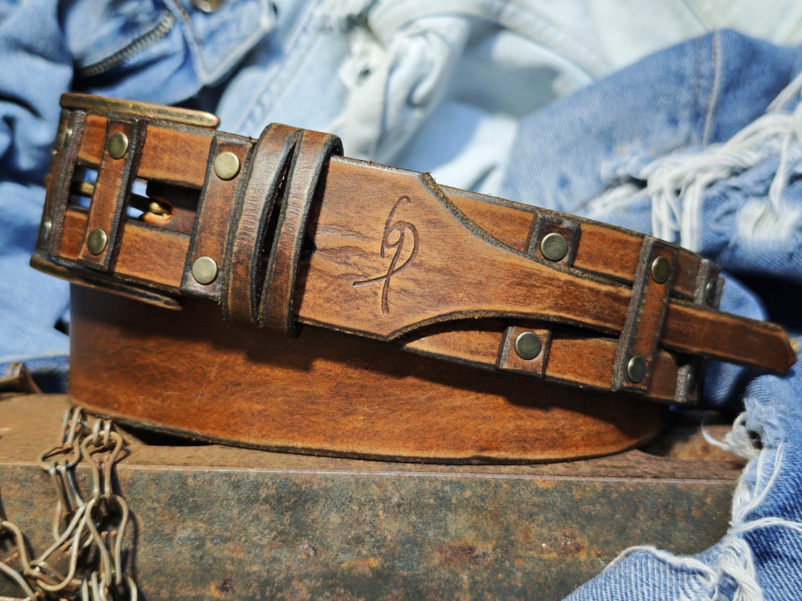Handcrafted Leather Belt for Men by Ishaor - Designer Artisan Vintage Style Perfect Personalized Gift