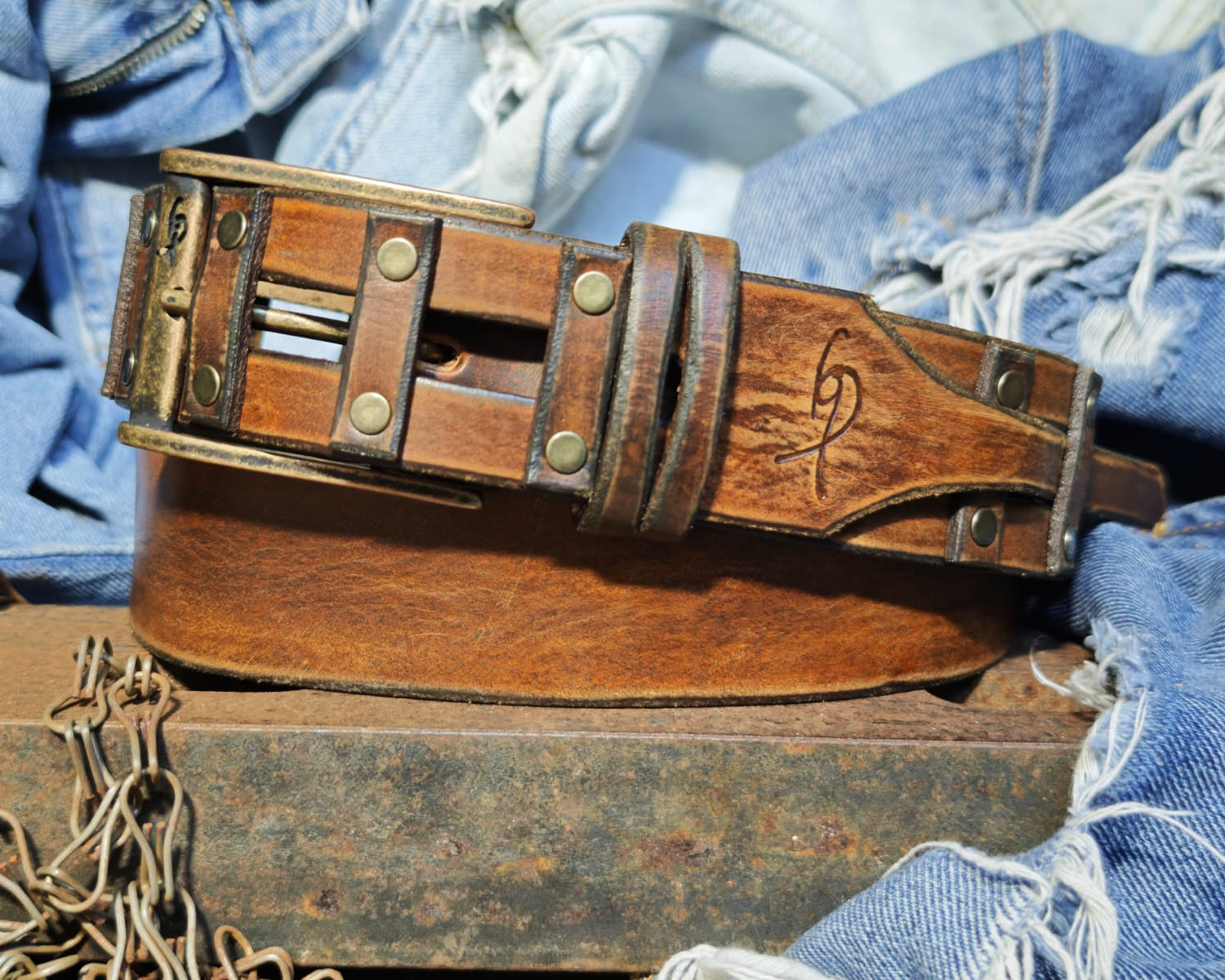 Handcrafted Leather Belt for Men by Ishaor - Designer Artisan Vintage Style Perfect Personalized Gift