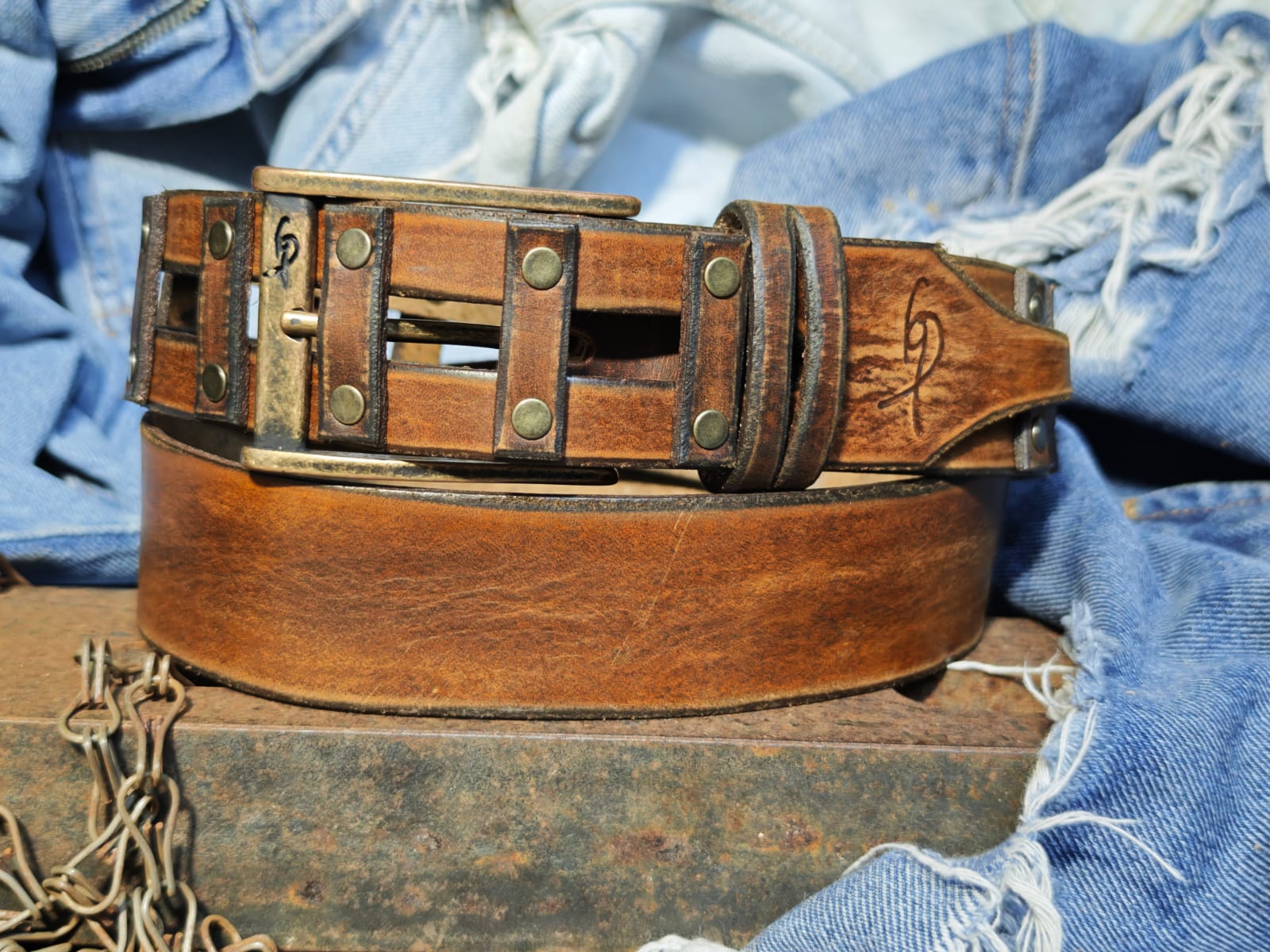 Handcrafted Leather Belt for Men by Ishaor - Designer Artisan Vintage Style Perfect Personalized Gift