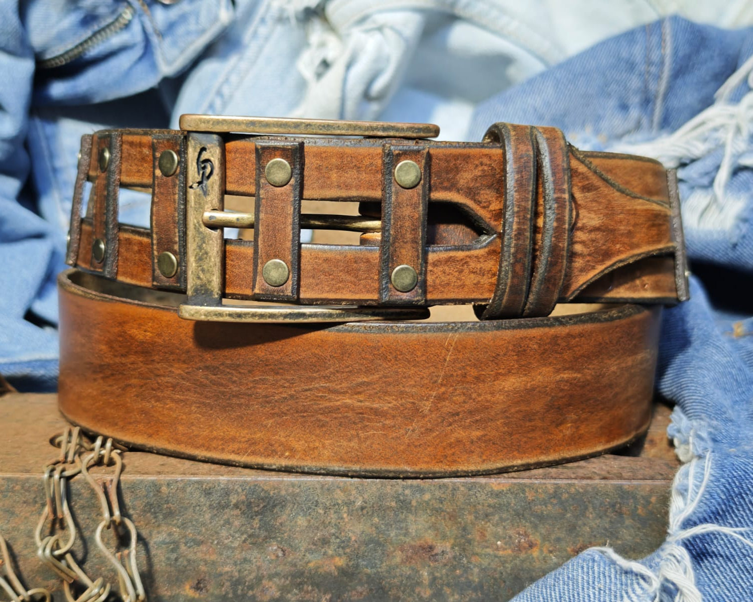 Handcrafted Leather Belt for Men by Ishaor - Designer Artisan Vintage Style Perfect Personalized Gift