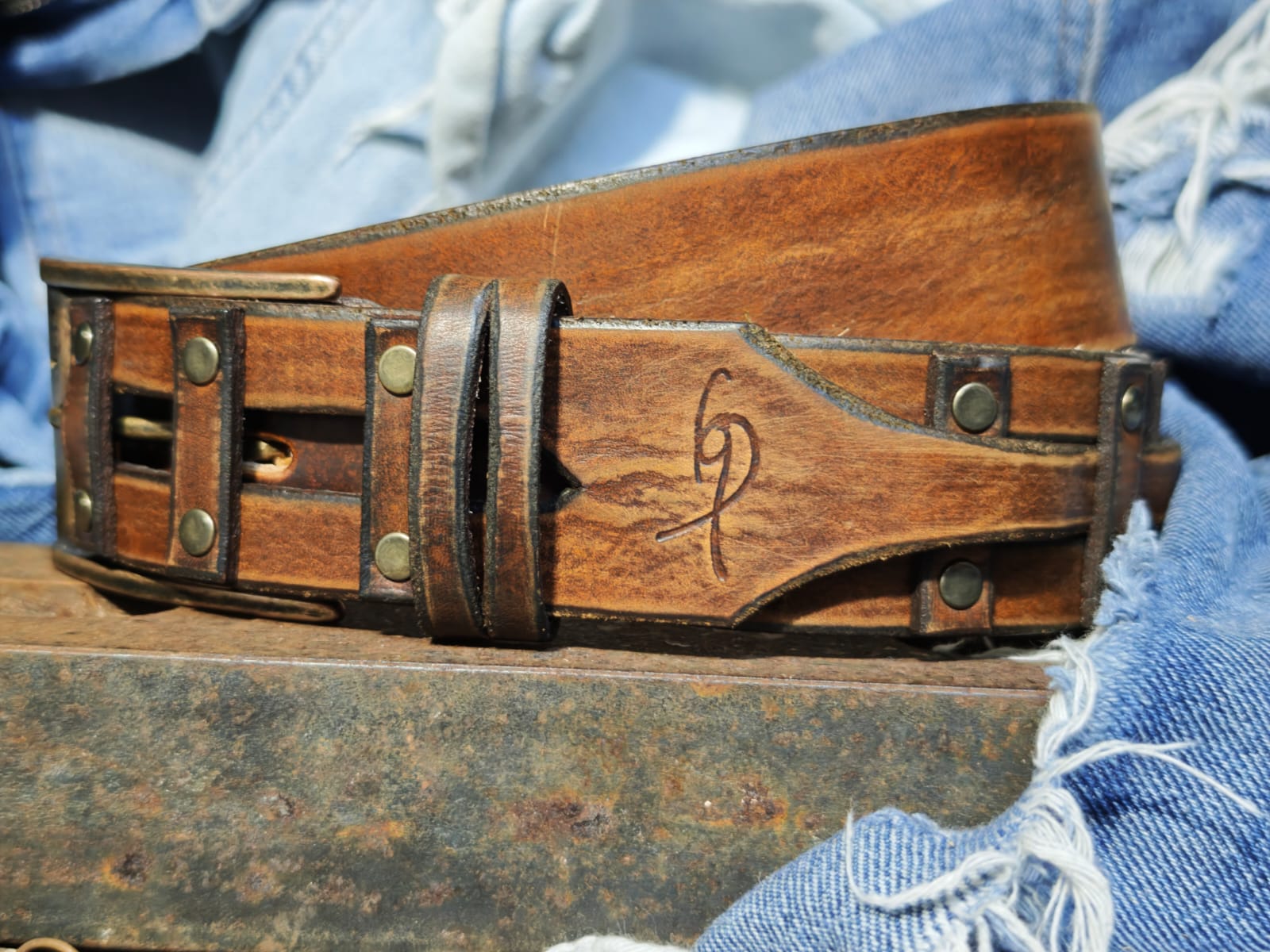 Handcrafted Leather Belt for Men by Ishaor - Designer Artisan Vintage Style Perfect Personalized Gift