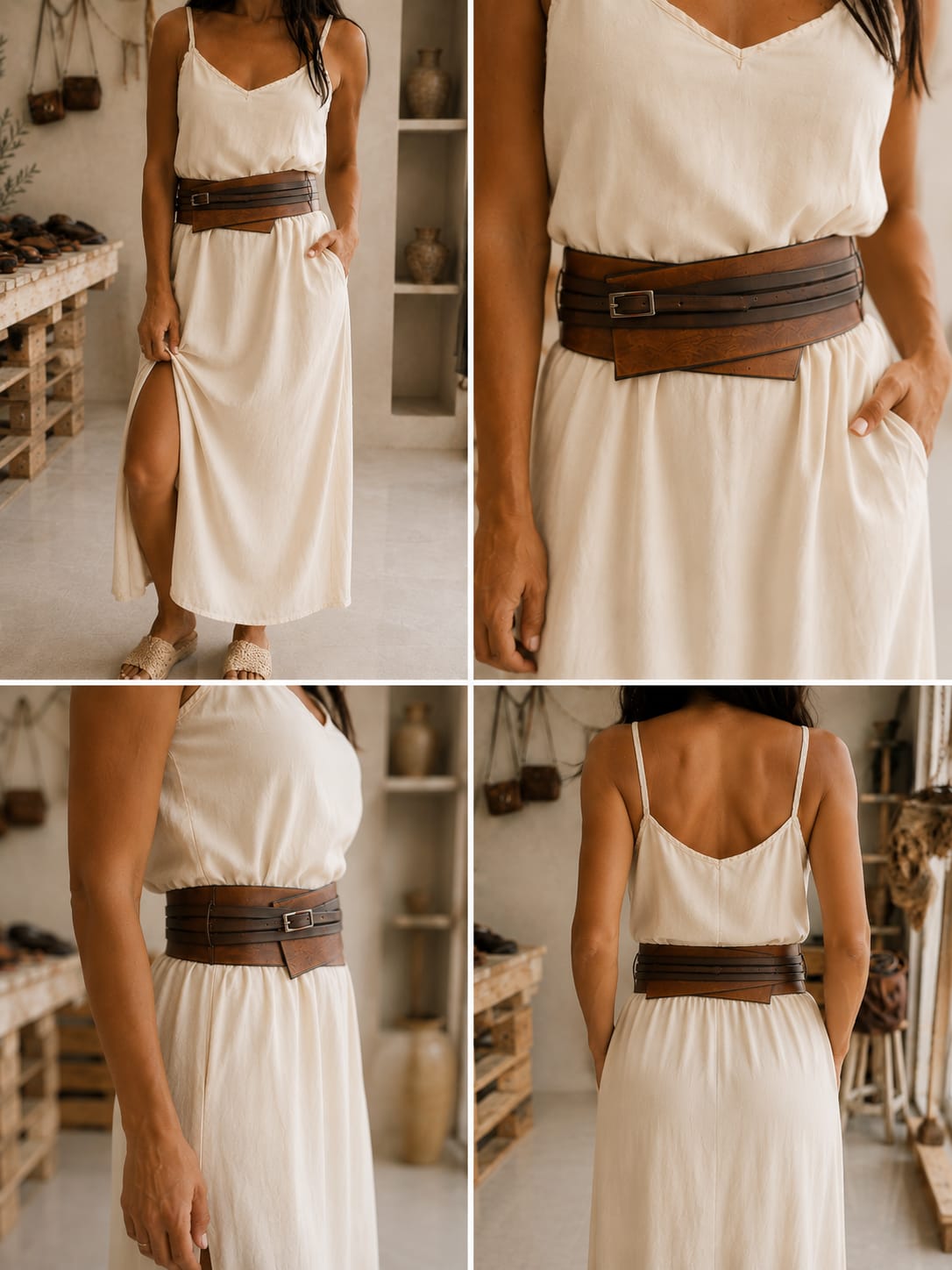 Convertible Layered Leather Waist Belt Customizable Gift for Her