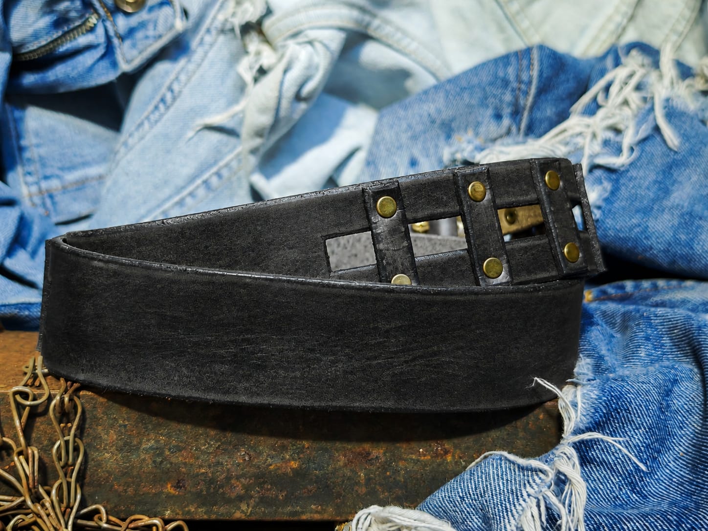 Handcrafted Black Leather Belt for Men by Ishaor – Designer Artisan Vintage Style Personalized Gift