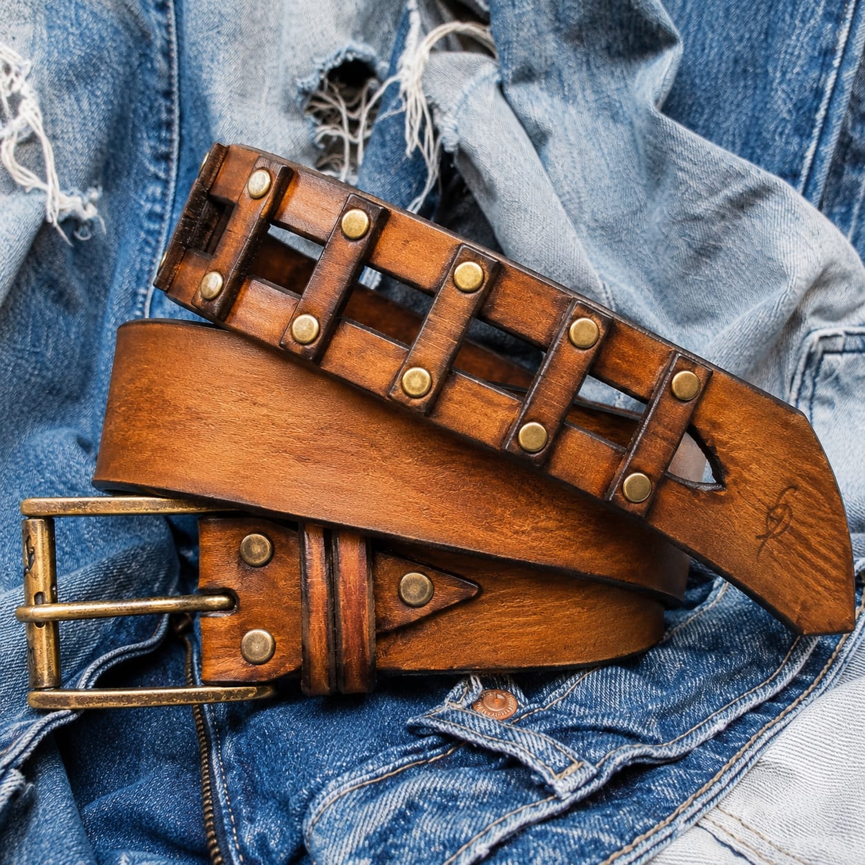 Handmade Brown Leather Belt For Men with Personalize Option
