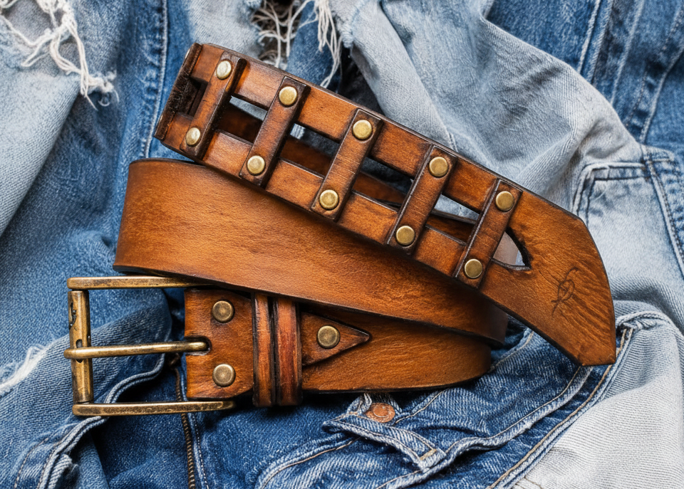 Handmade Brown Leather Belt For Men with Personalize Option