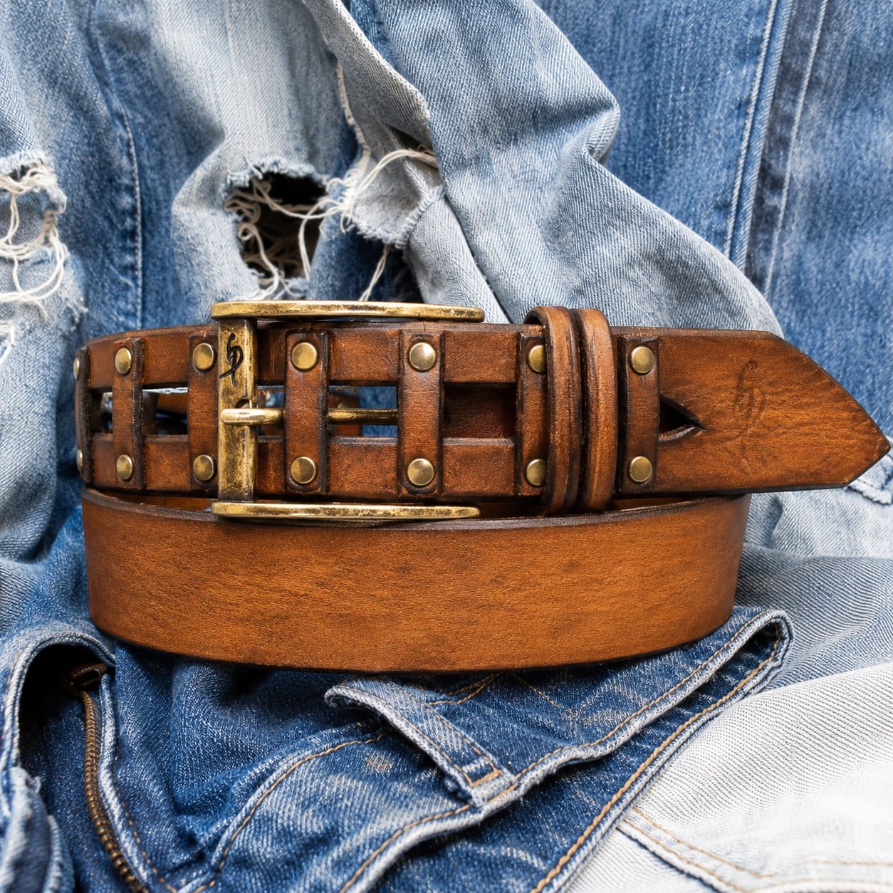 Handmade Brown Leather Belt For Men with Personalize Option