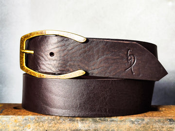 Dark Brown Full-Grain Leather Belt β Wide 4.2 cm Classic Jeans Belt with Antique Brass Buckle