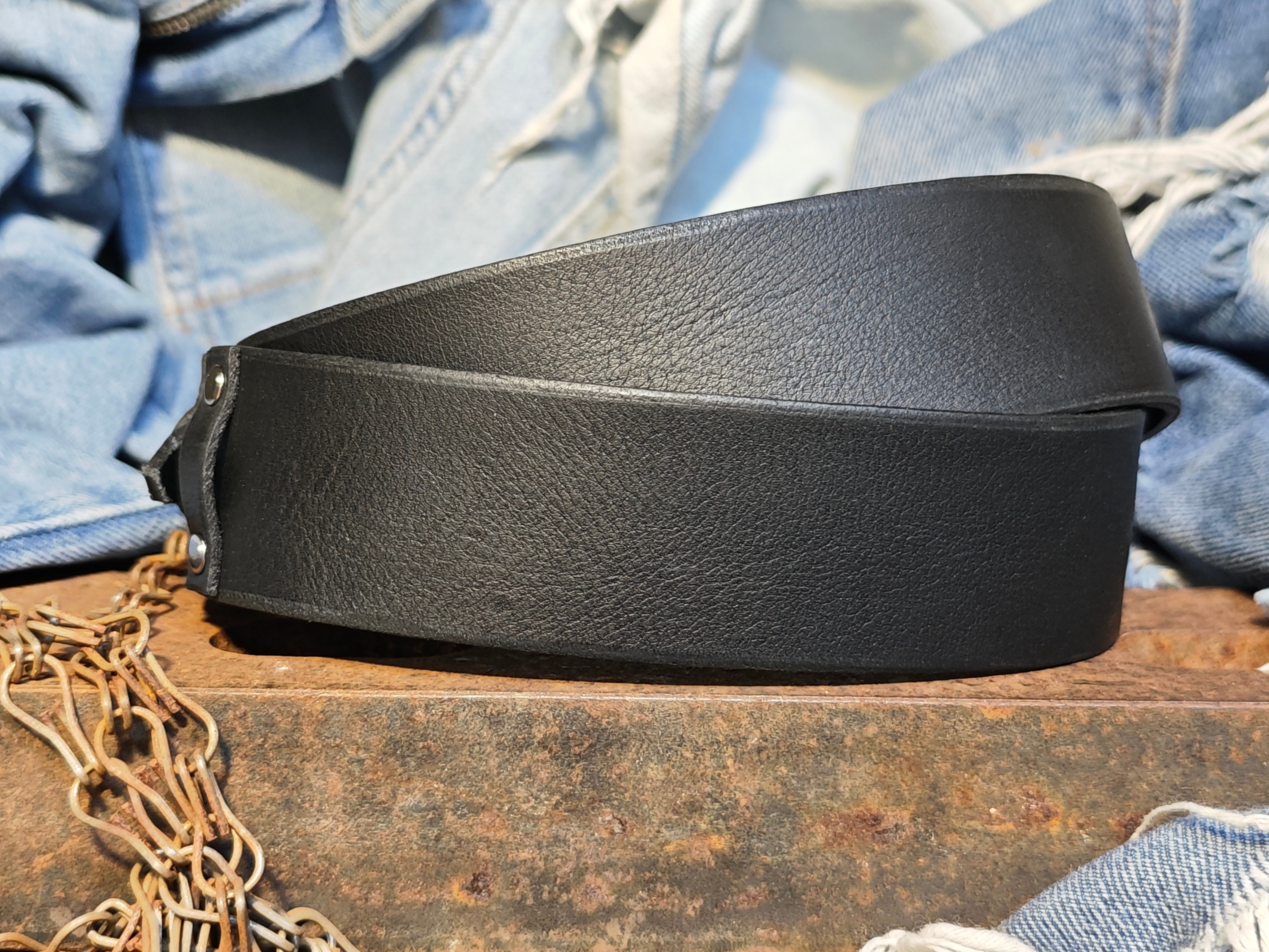 Men’s Leather Belt – Black, Grunge Style & Customizable