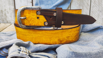 Handcrafted Unique Leather Belt with Buckle Yellow Tail High-Quality Custom Design