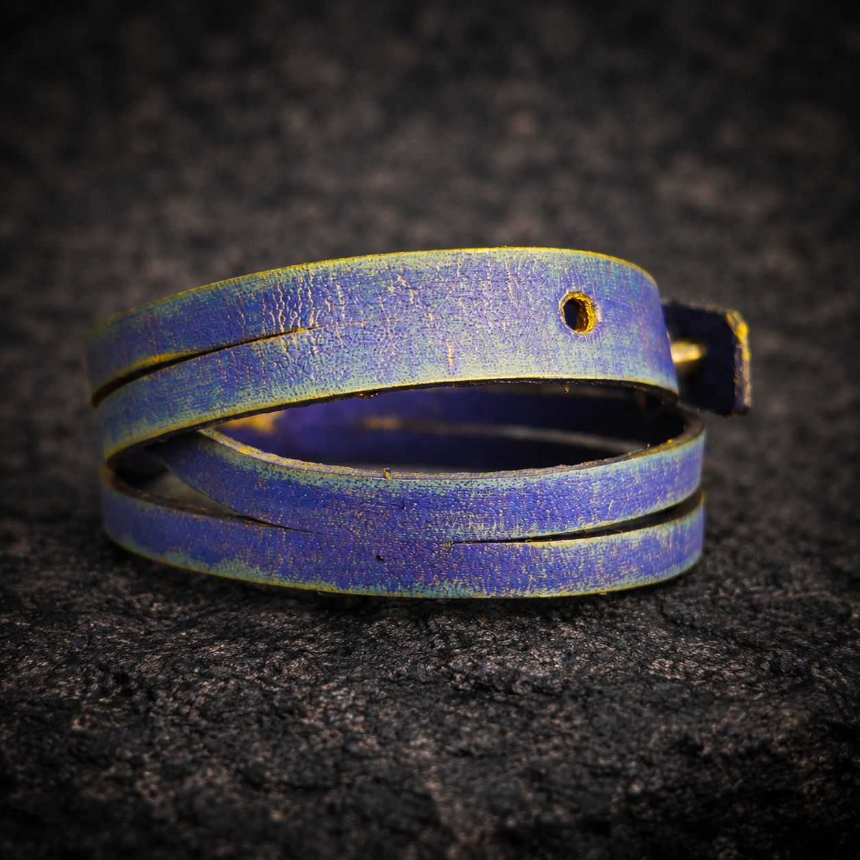 Handmade Purple Leather Bracelet - Gold Wash Unique Womens Gift