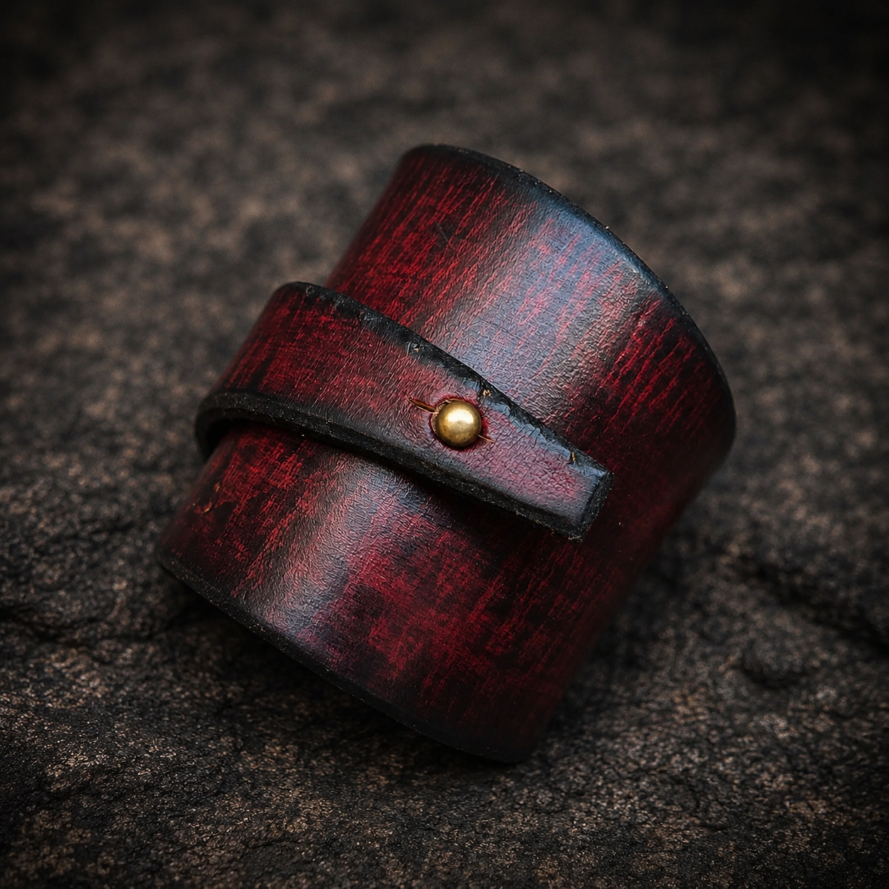 Handmade Red Leather Wrap Bracelet for Women - Luxury Boho Wide Design