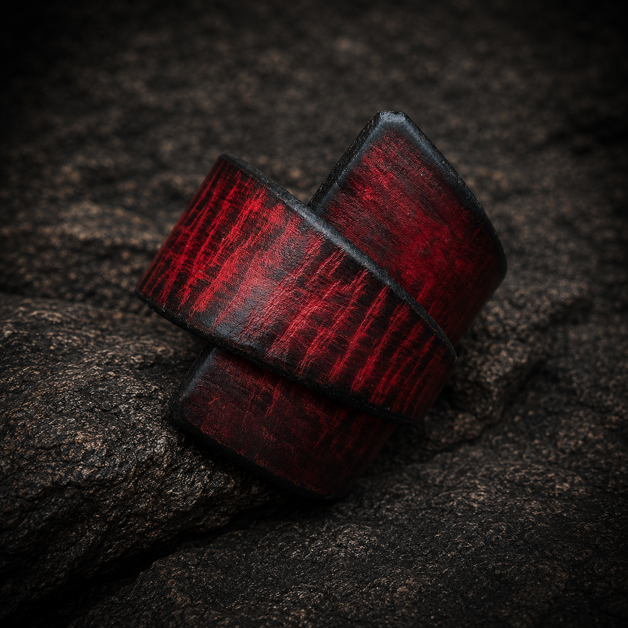 Handmade Red Leather Wrap Bracelet for Women - Luxury Boho Wide Design