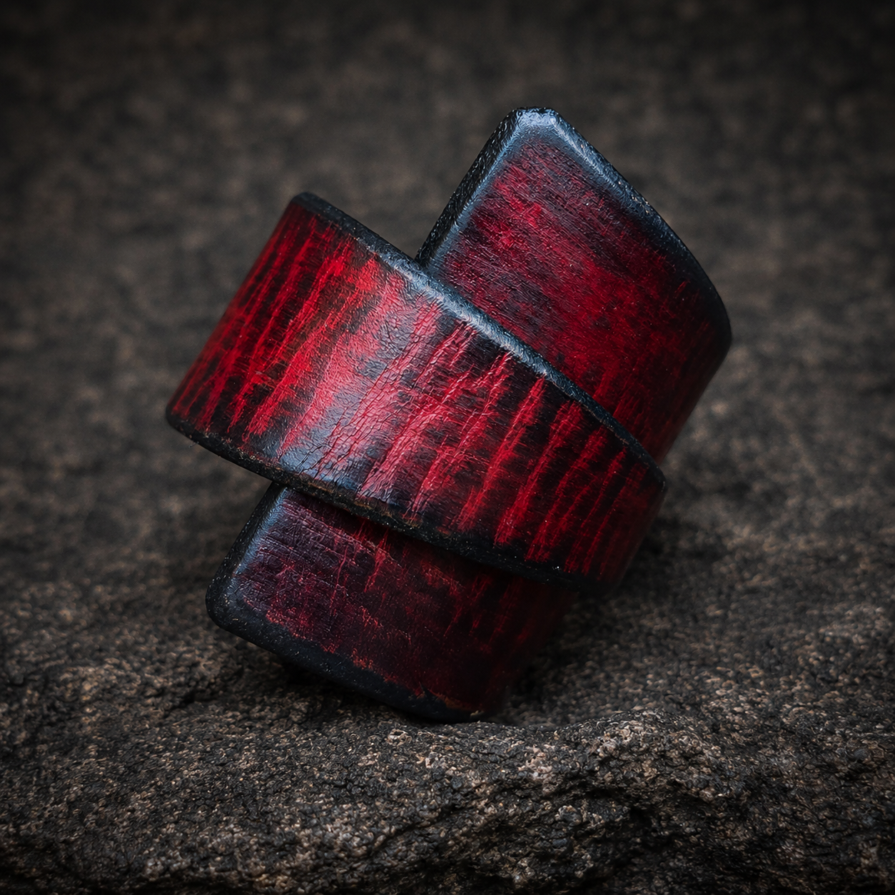 Handmade Red Leather Wrap Bracelet for Women - Luxury Boho Wide Design