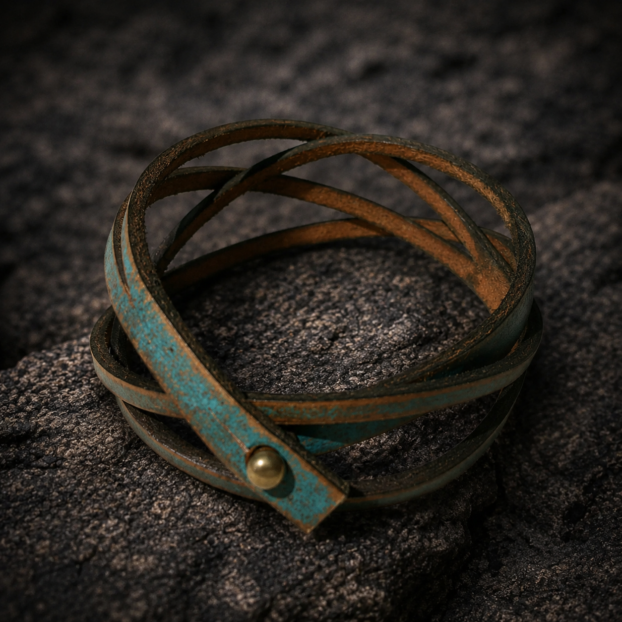 Turquoise Leather Bracelet with Option to Personalize - Brown Wash Handcrafted Jewelry