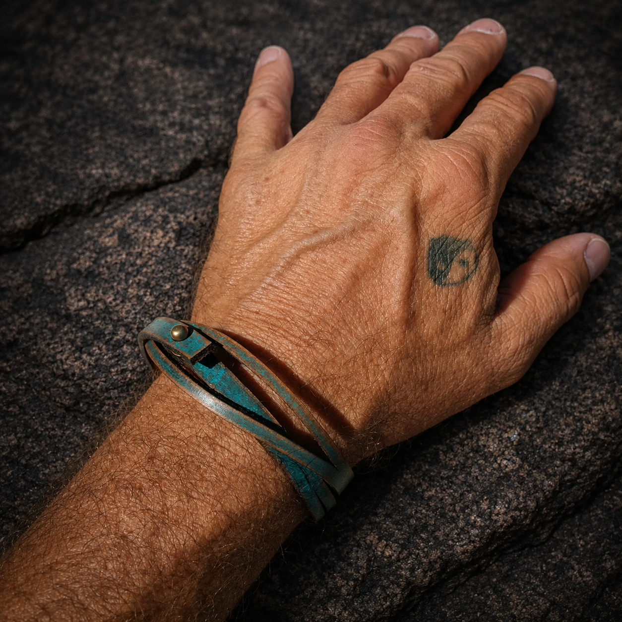 Turquoise Leather Bracelet with Option to Personalize - Brown Wash Handcrafted Jewelry