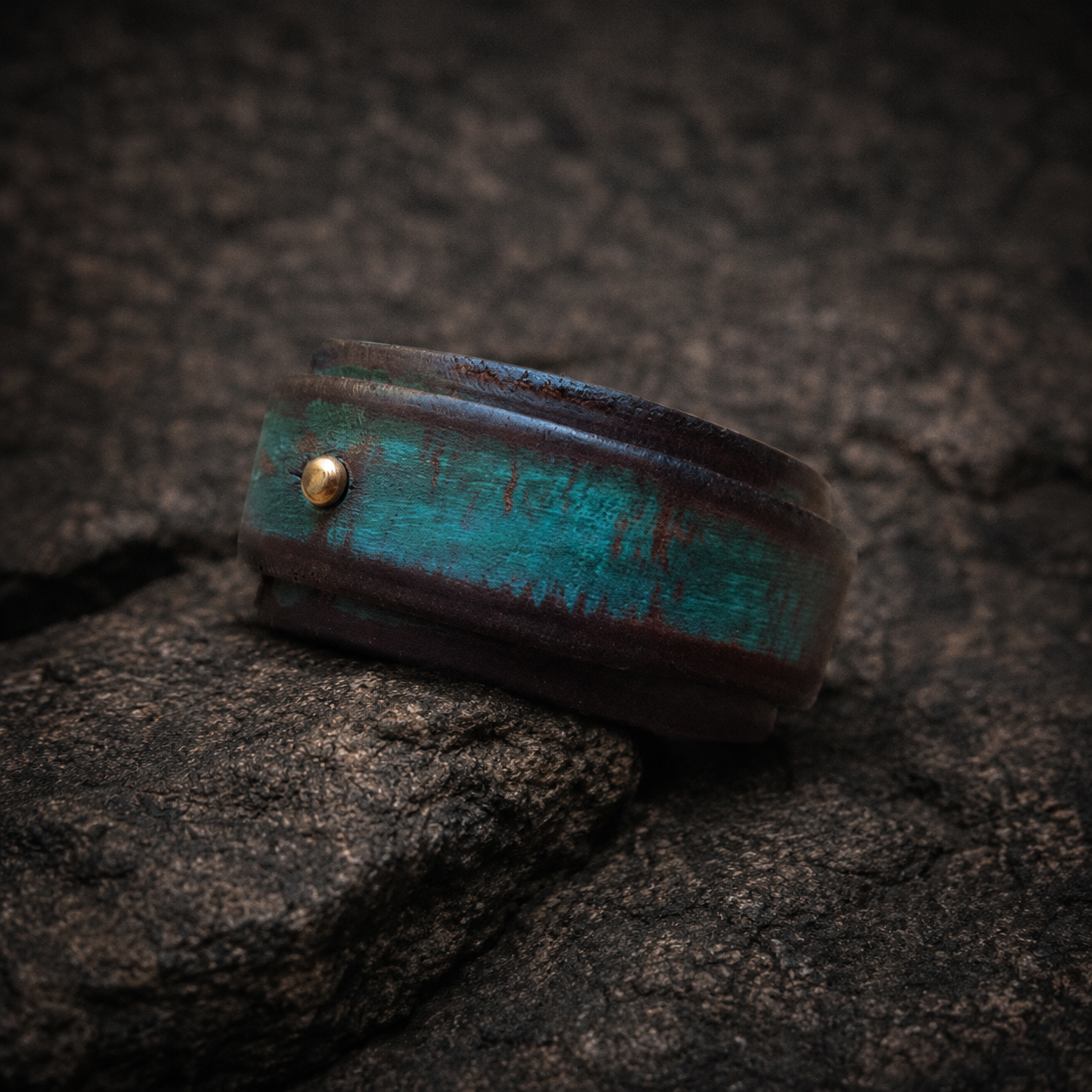 Unique Turquoise Leather Cuff Bracelet with Personalized Engraving