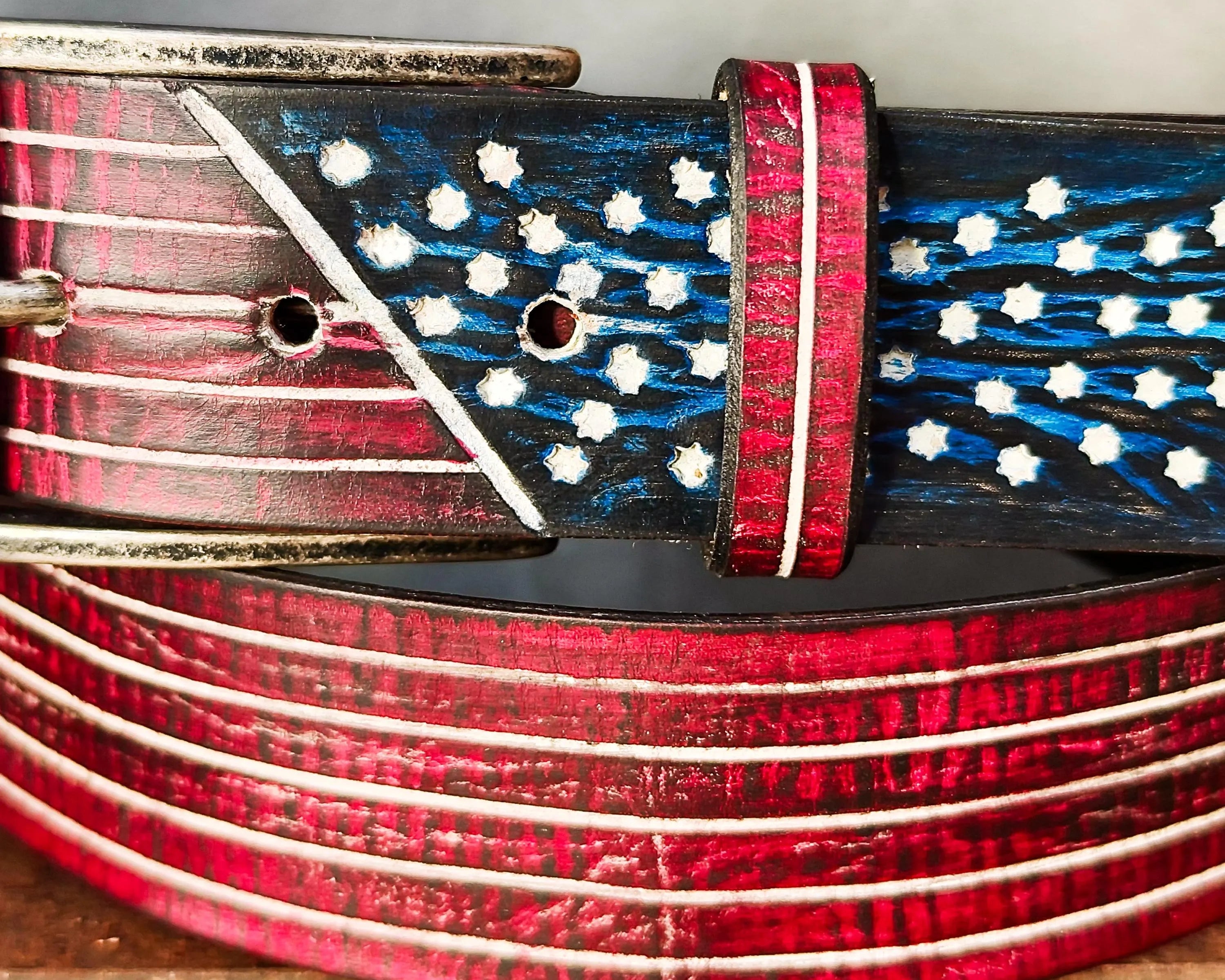 American Flag - leather belt