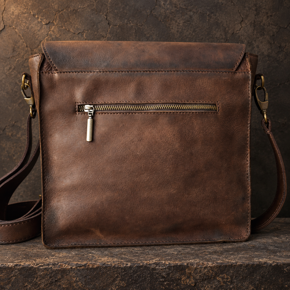 The Dark Brown Heritage Leather Bag – Slim Messenger Crossbody
