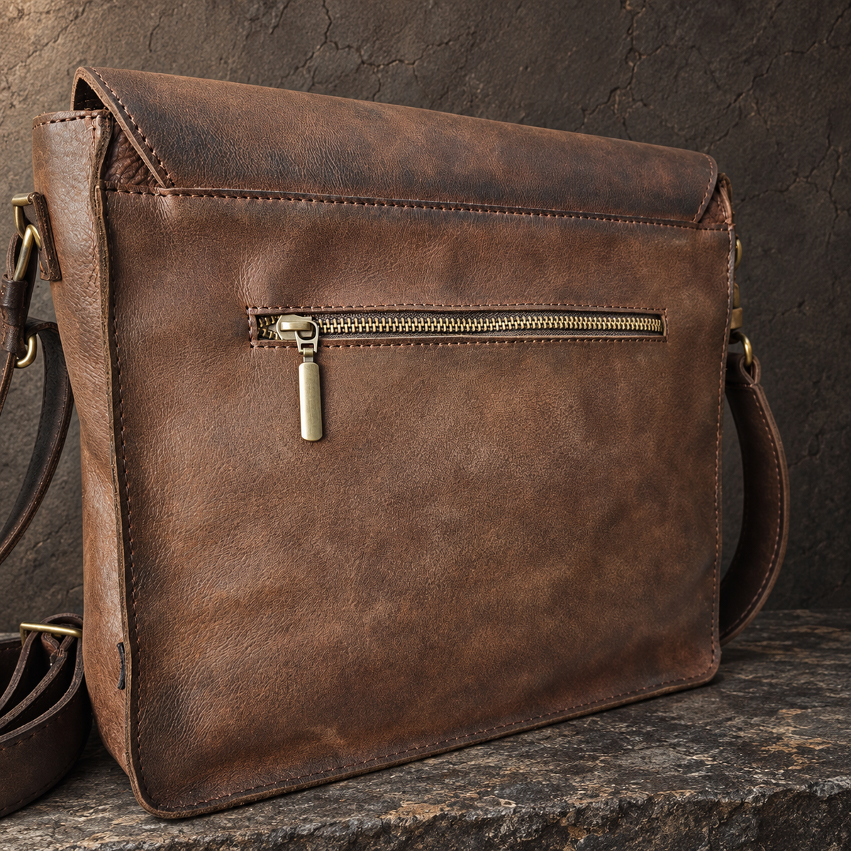 The Dark Brown Heritage Leather Bag – Slim Messenger Crossbody