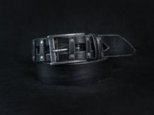 Mens Black Leather Belt Personalized with Name Engraving Option