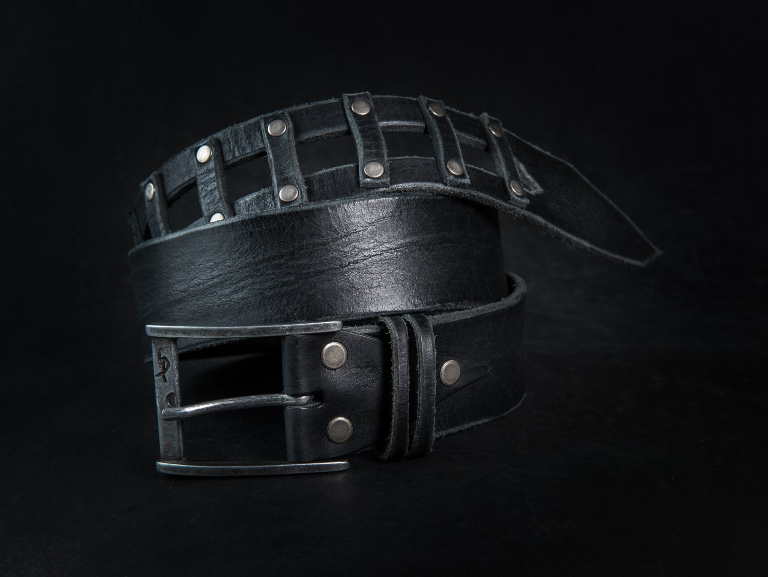 Handmade Black Leather Belt - Mens Jeans Belt Genuine and Unique - Perfect X-Mas Gift
