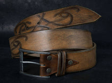 Mens Artisan Brown Leather Belt by Ishaor with Personalizable Option